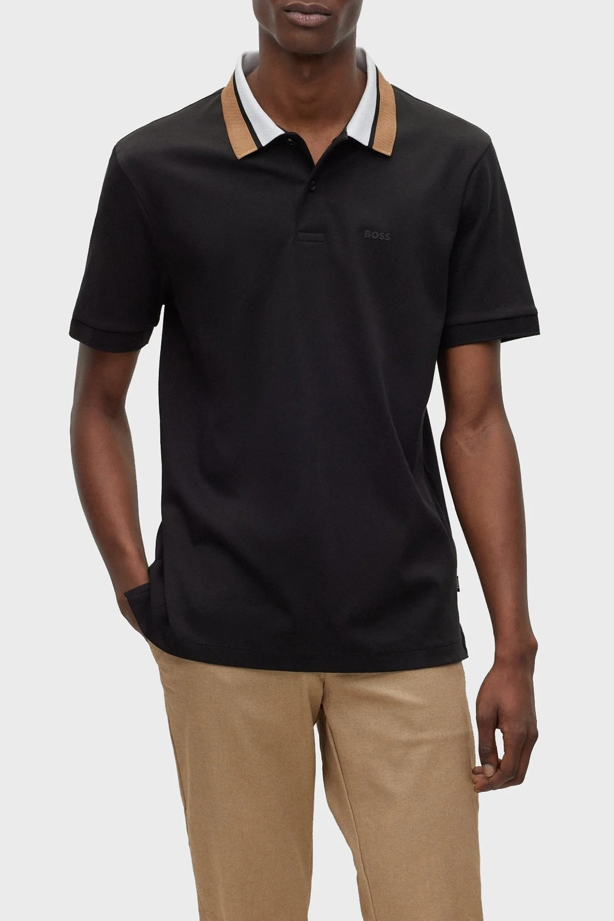 Boss Renk Bloklu Yakalı Regular Fit % 100 Pamuk Erkek Polo T Shirt 50481614 001 SİYAH - 1