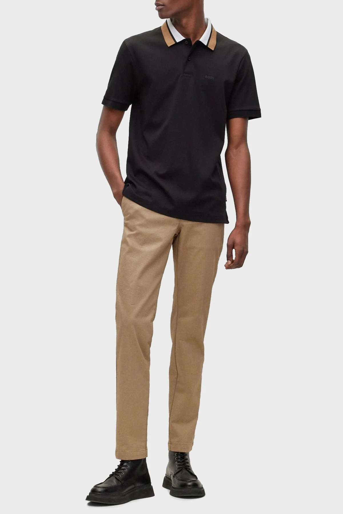 Boss Renk Bloklu Yakalı Regular Fit % 100 Pamuk Erkek Polo T Shirt 50481614 001 SİYAH - 2