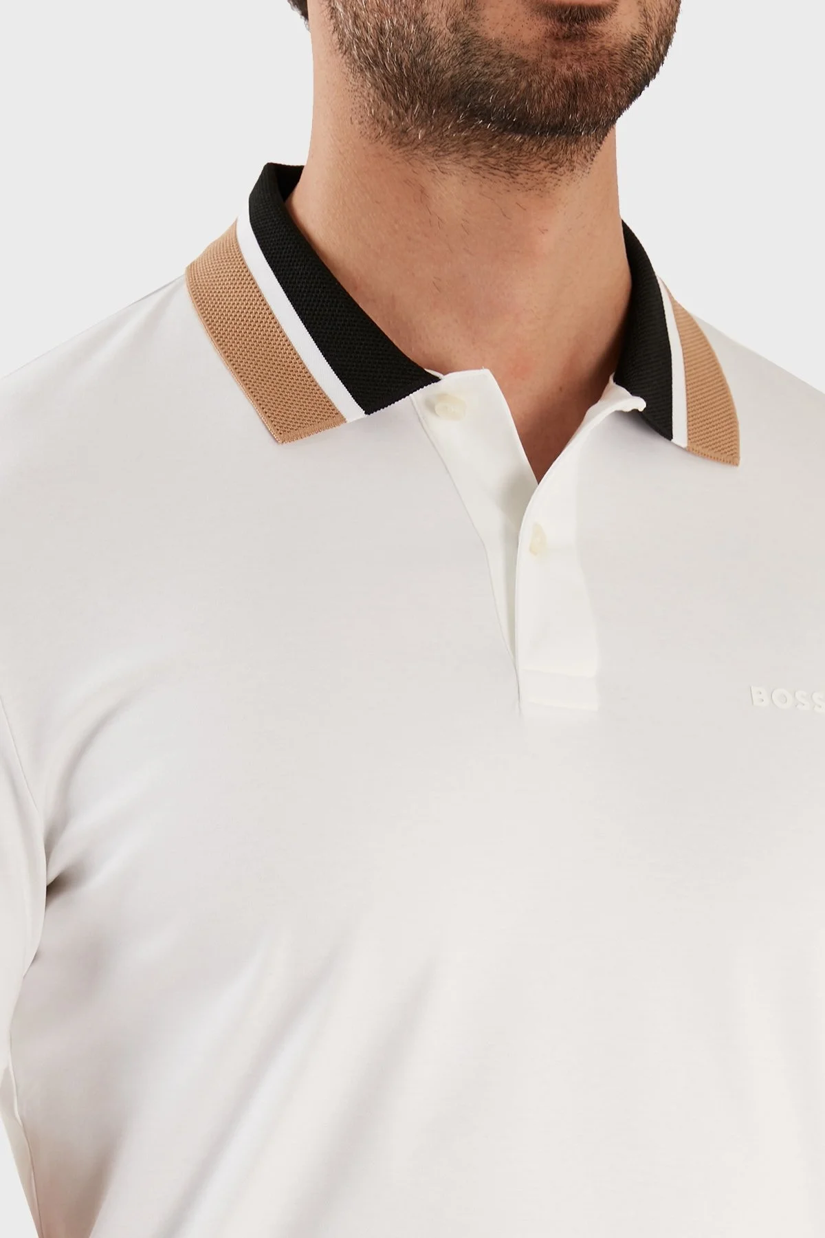 Boss Renk Bloklu Yakalı Regular Fit % 100 Pamuk Erkek Polo T Shirt 50481614 100 BEYAZ - 3