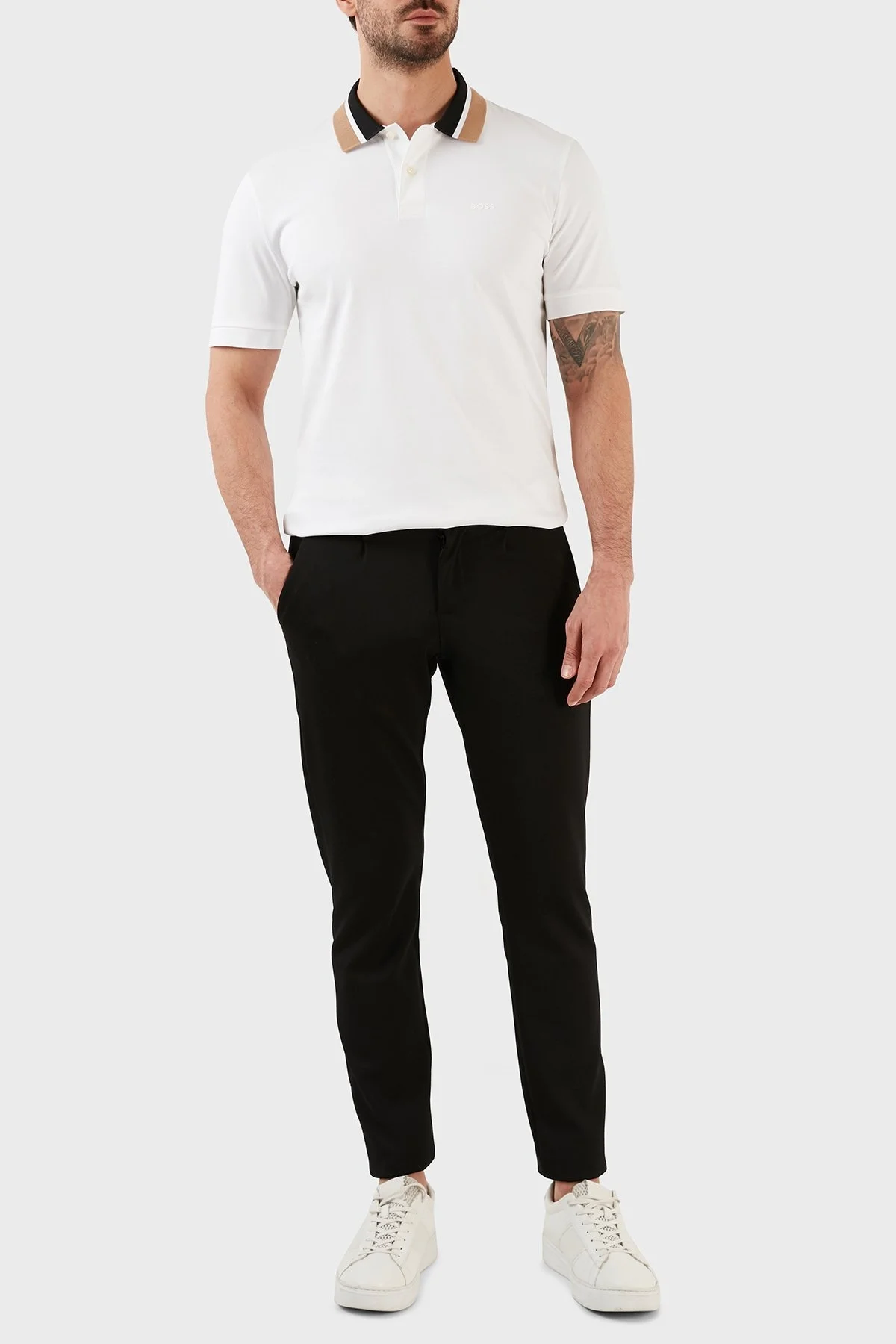 Boss Renk Bloklu Yakalı Regular Fit % 100 Pamuk Erkek Polo T Shirt 50481614 100 BEYAZ - 4