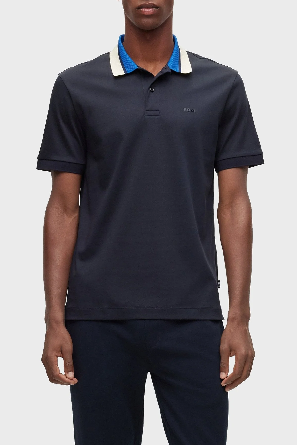 Boss Renk Bloklu Yakalı Regular Fit % 100 Pamuk Erkek Polo T Shirt 50481614 404 LACİVERT - 1