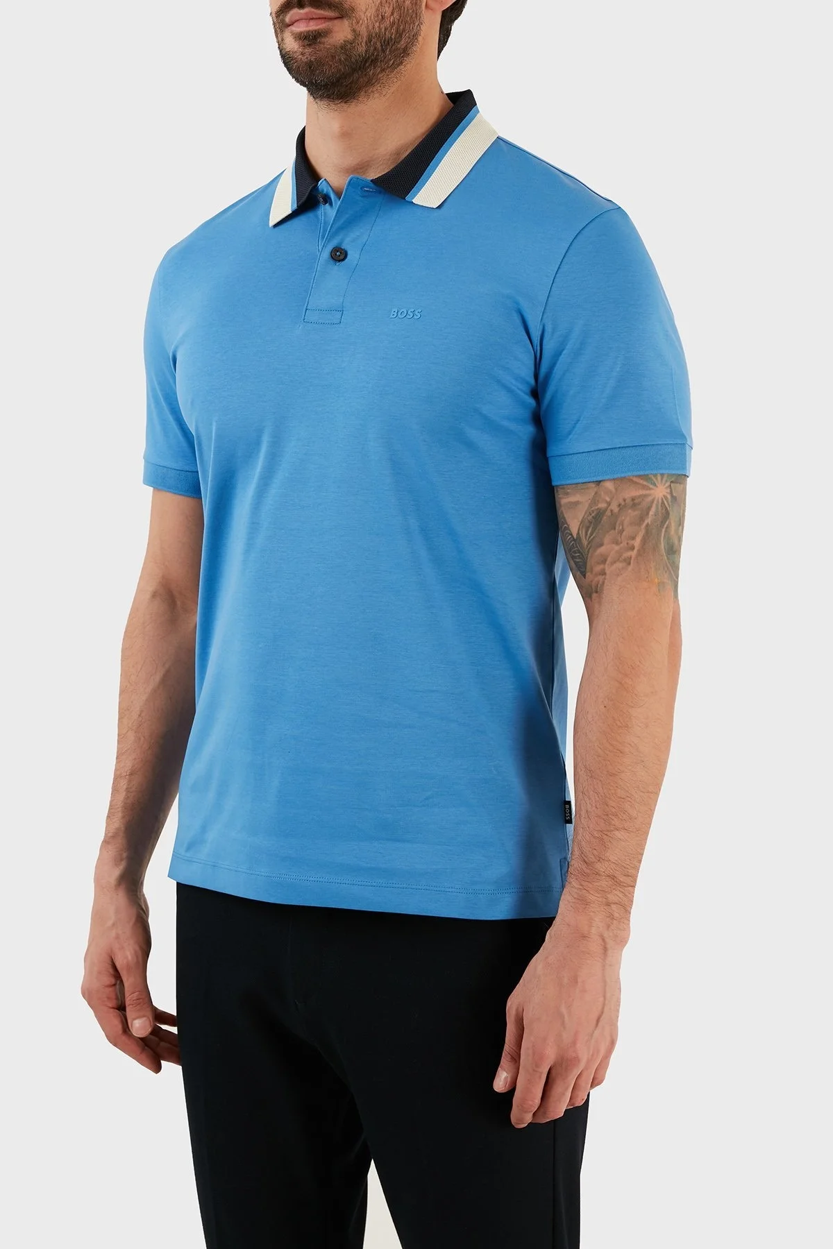 Boss Renk Bloklu Yakalı Regular Fit % 100 Pamuk Erkek Polo T Shirt 50481614 420 MAVİ - 2