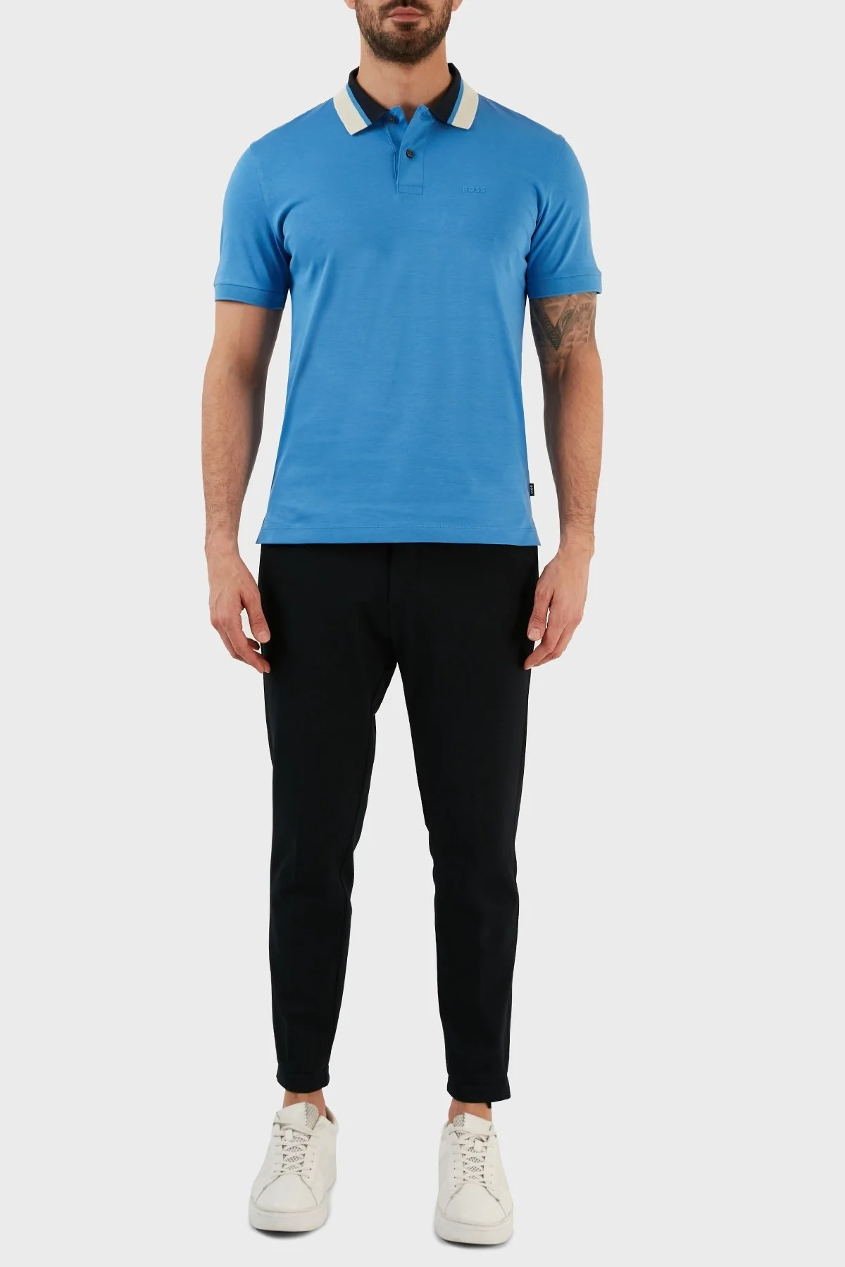 Boss Renk Bloklu Yakalı Regular Fit % 100 Pamuk Erkek Polo T Shirt 50481614 420 MAVİ - 4