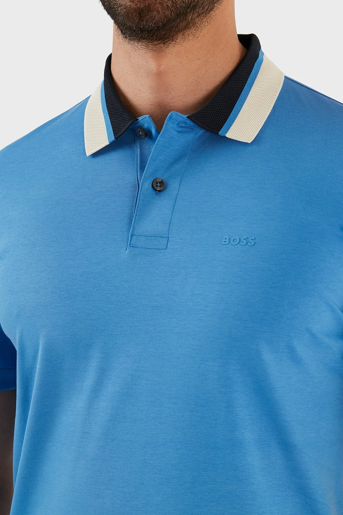 Boss Renk Bloklu Yakalı Regular Fit % 100 Pamuk Erkek Polo T Shirt 50481614 420 MAVİ - 6