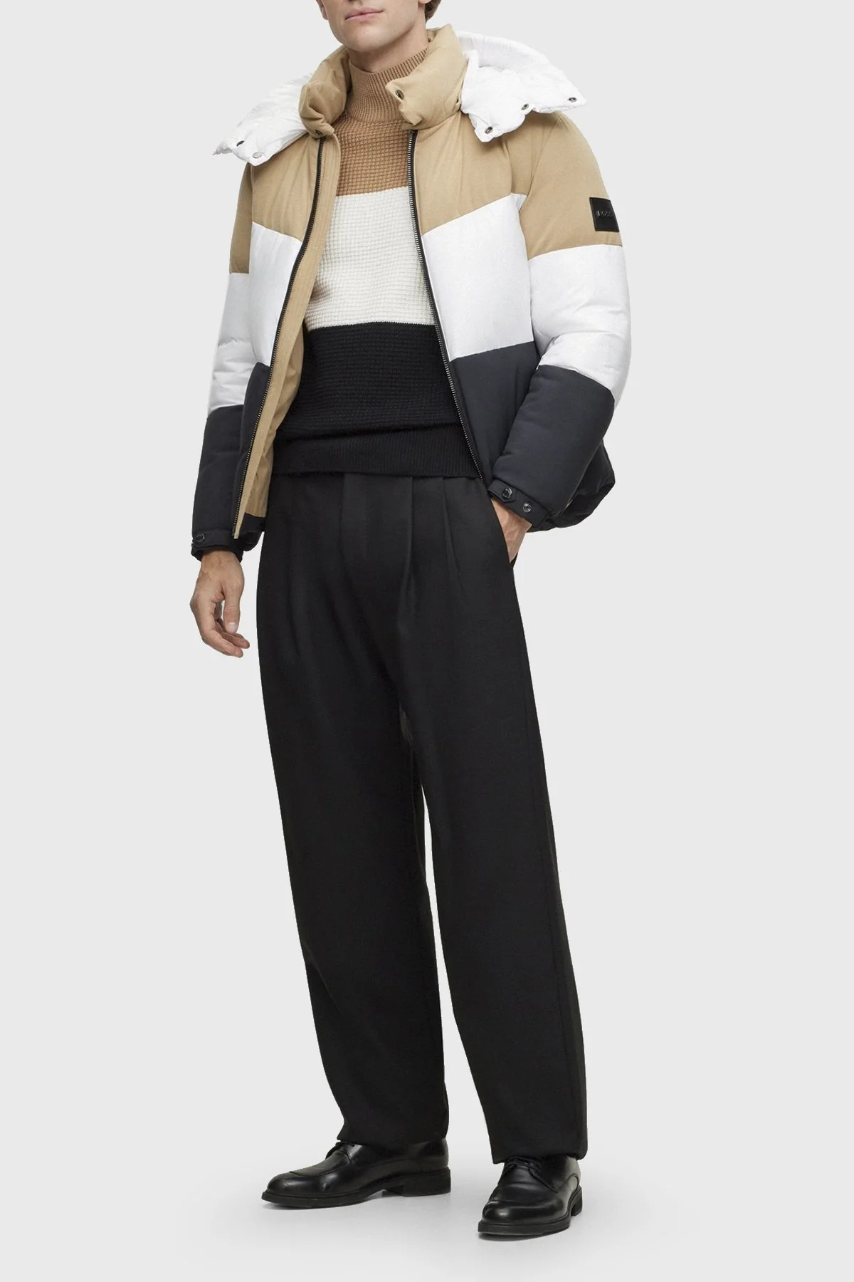 Boss Renk Bloklu Yün Karışımlı Balıkçı Yaka Regular Fit Erkek Kazak 50500656 001 SİYAH - 2