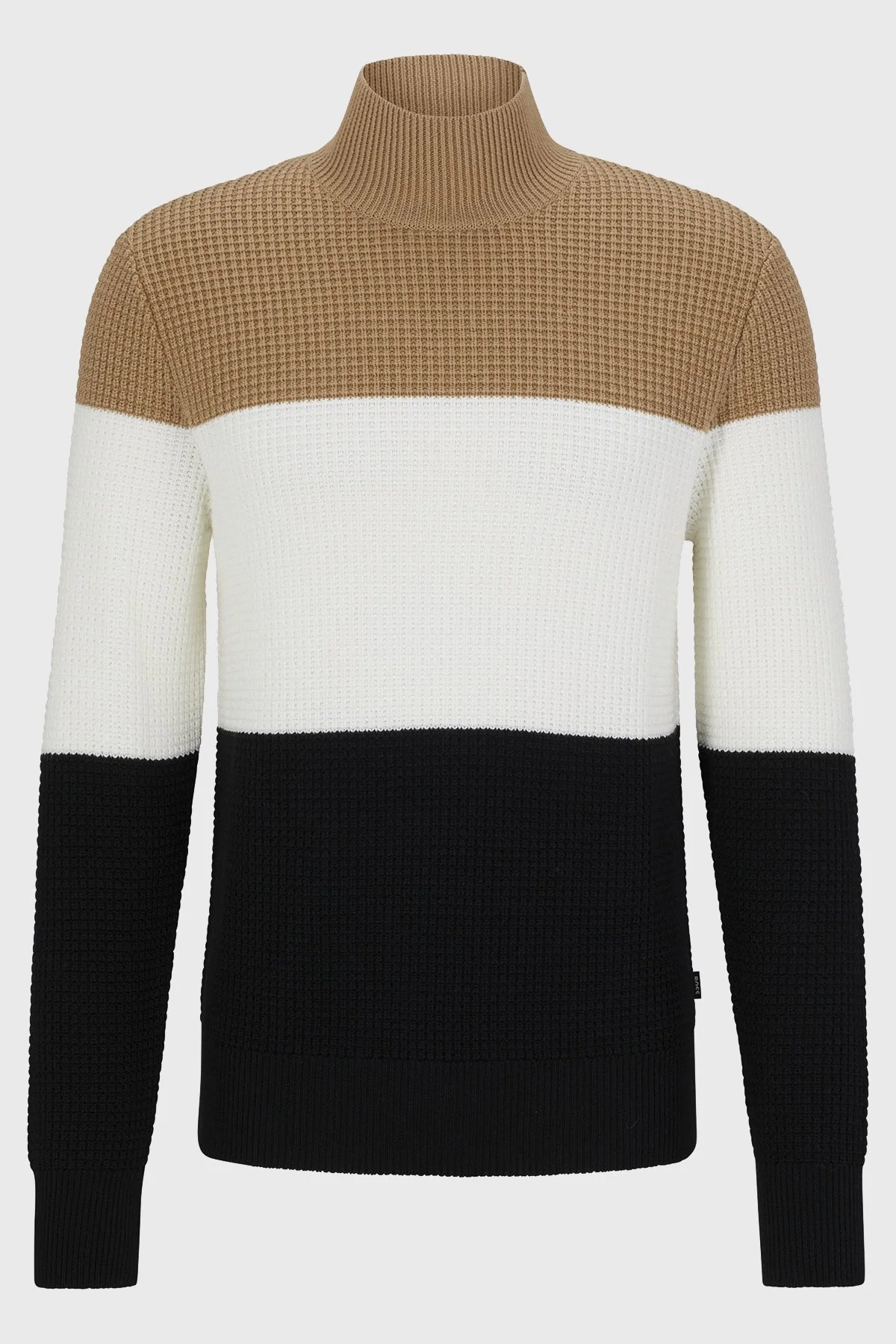 Boss Renk Bloklu Yün Karışımlı Balıkçı Yaka Regular Fit Erkek Kazak 50500656 001 SİYAH - 5