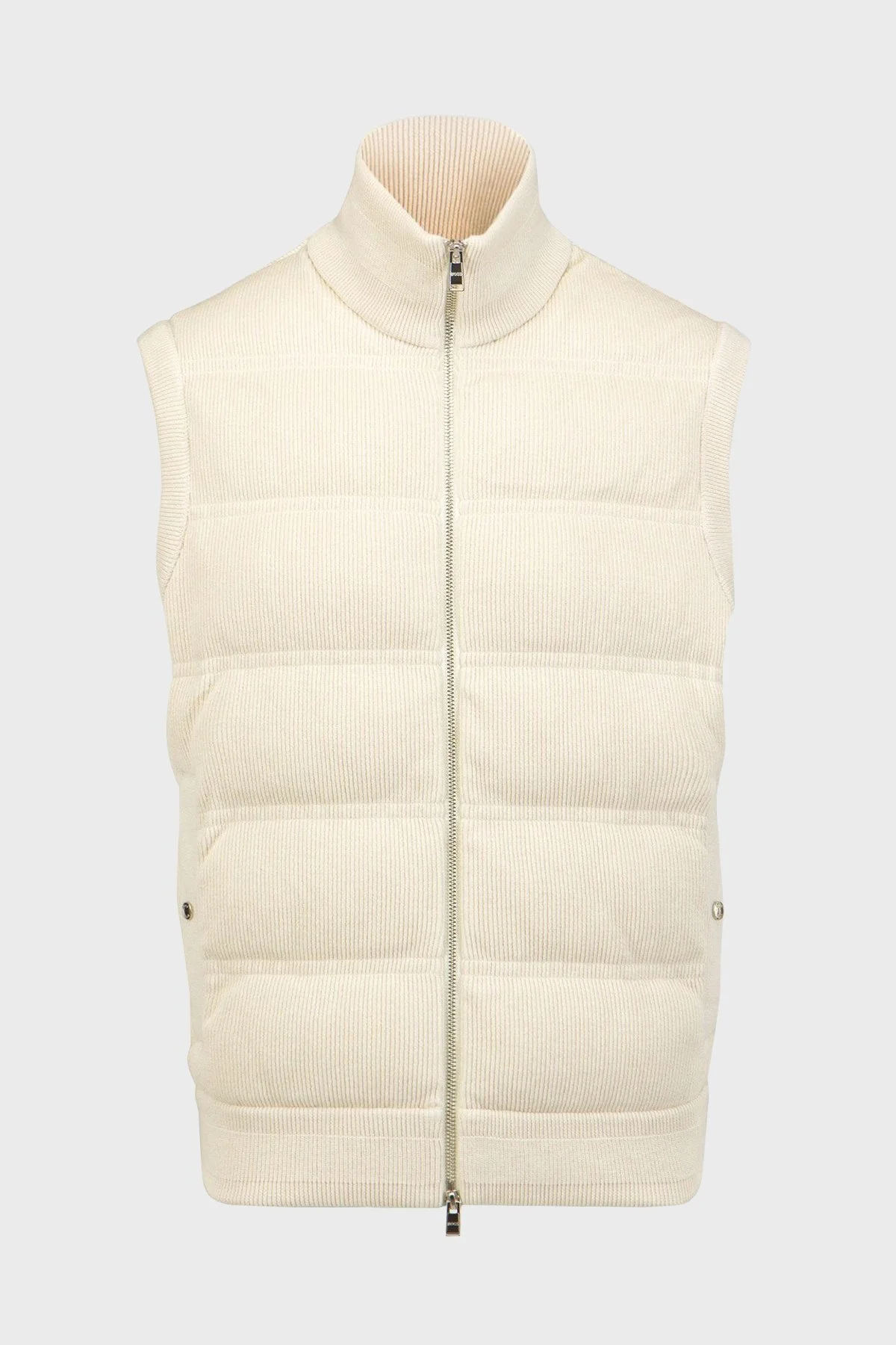 Boss Ribanalı Pamuk ve Yün Karışımlı Regular Fit Erkek Yelek 50500677 131 EKRU - 9