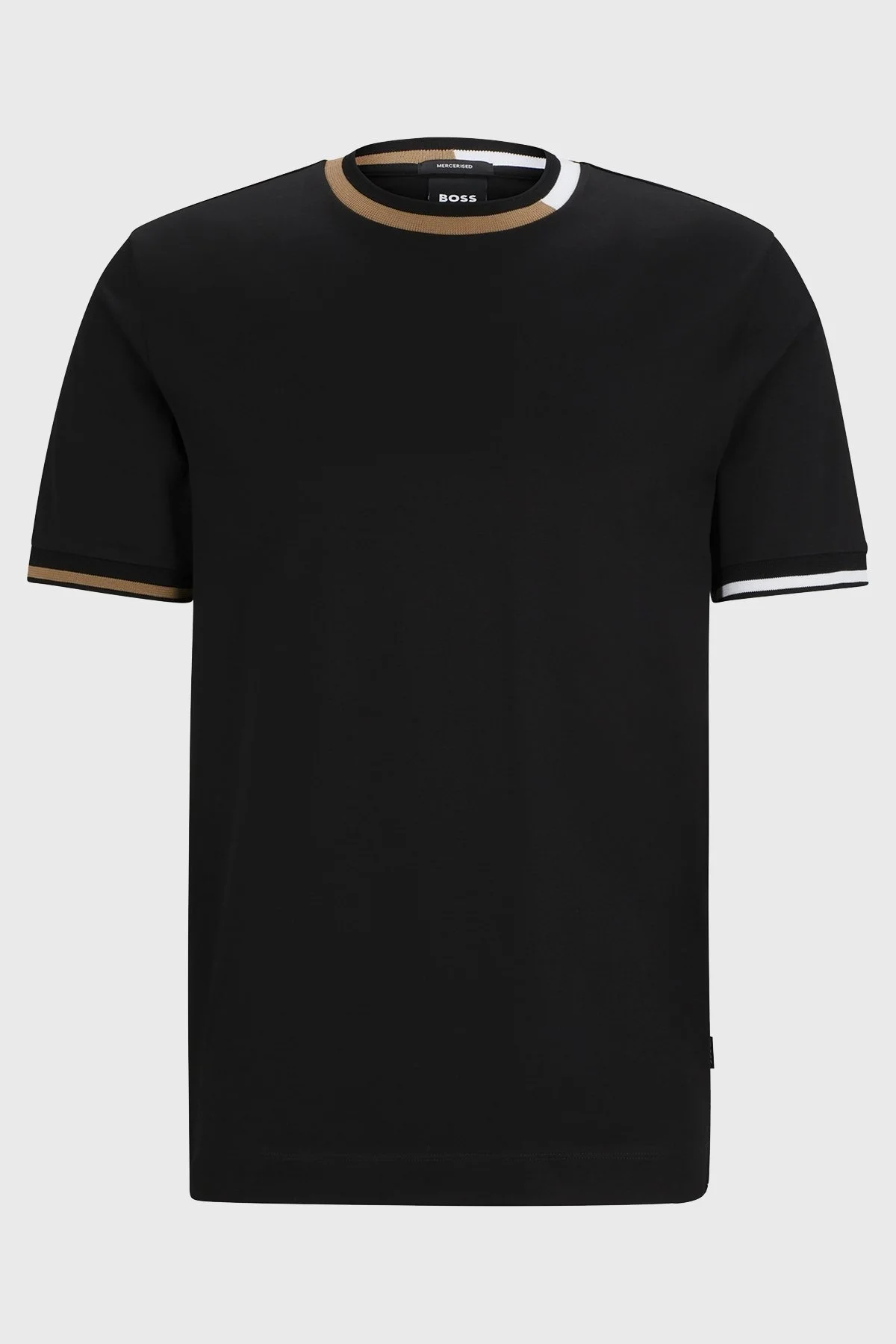 Boss Şerit Detaylı Merserize Pamuklu Bisiklet Yaka Regular Fit Erkek T Shirt 50513364 001 SİYAH - 5