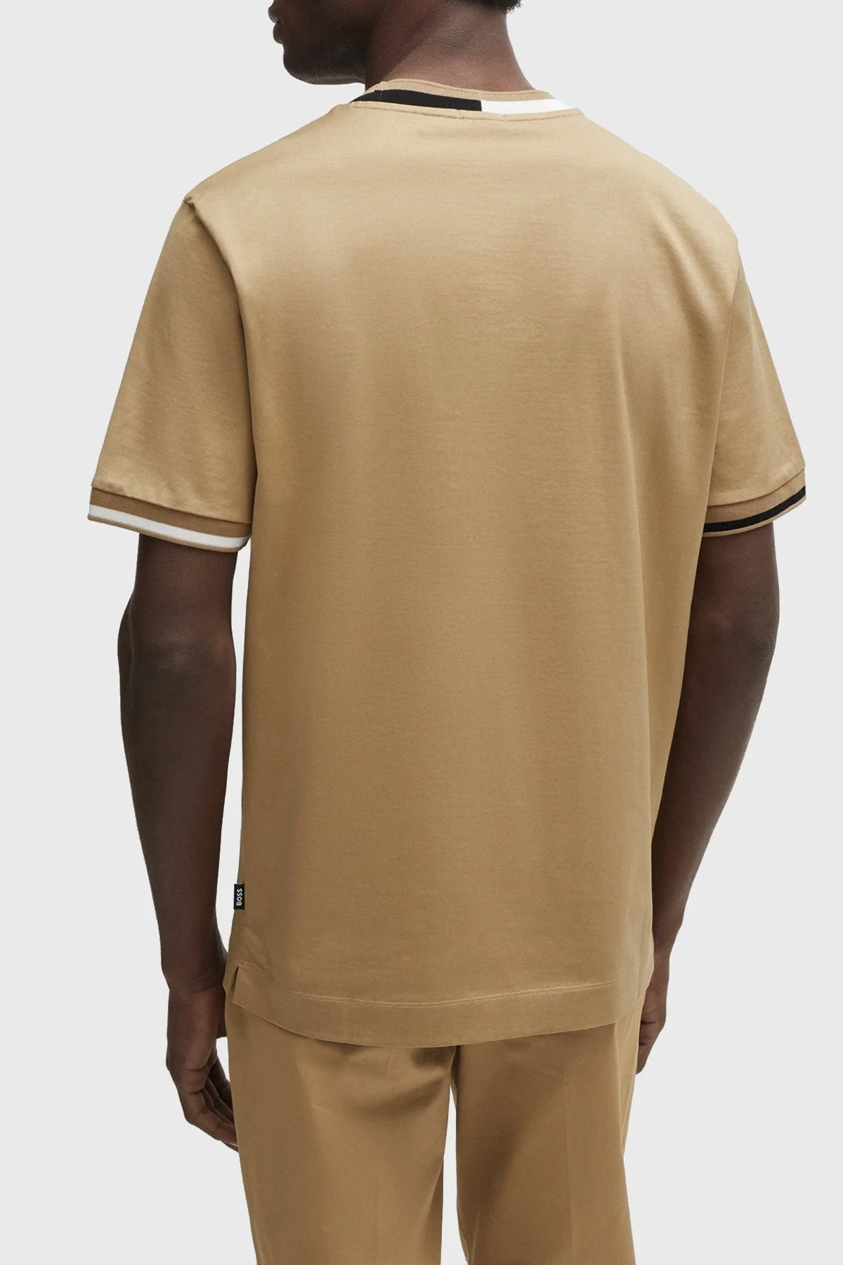 Boss Şerit Detaylı Merserize Pamuklu Bisiklet Yaka Regular Fit Erkek T Shirt 50513364 260 KAHVE - 8