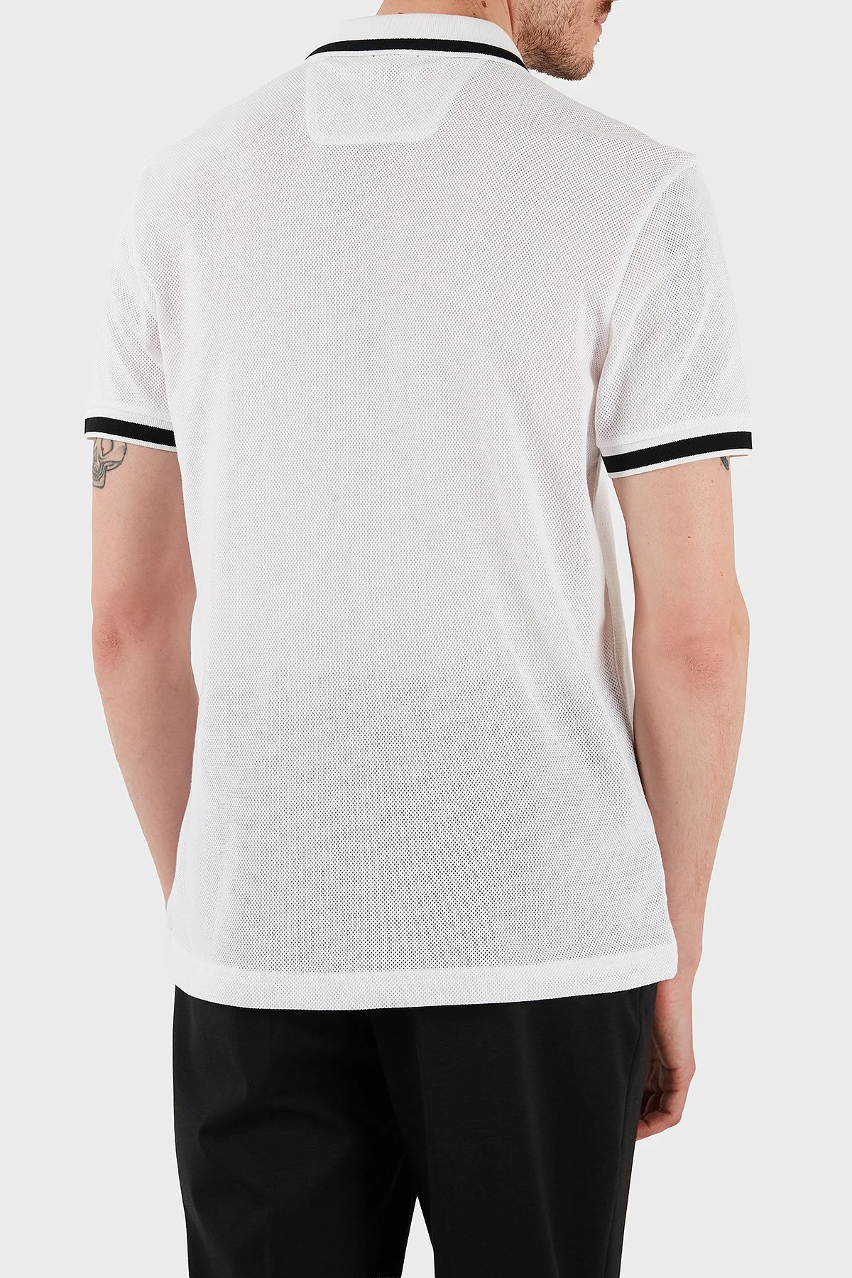 Boss Şerit Detaylı Pamuklu Regular Fit Düğmeli Erkek Polo Yaka T Shirt 50538160 100 BEYAZ - 2