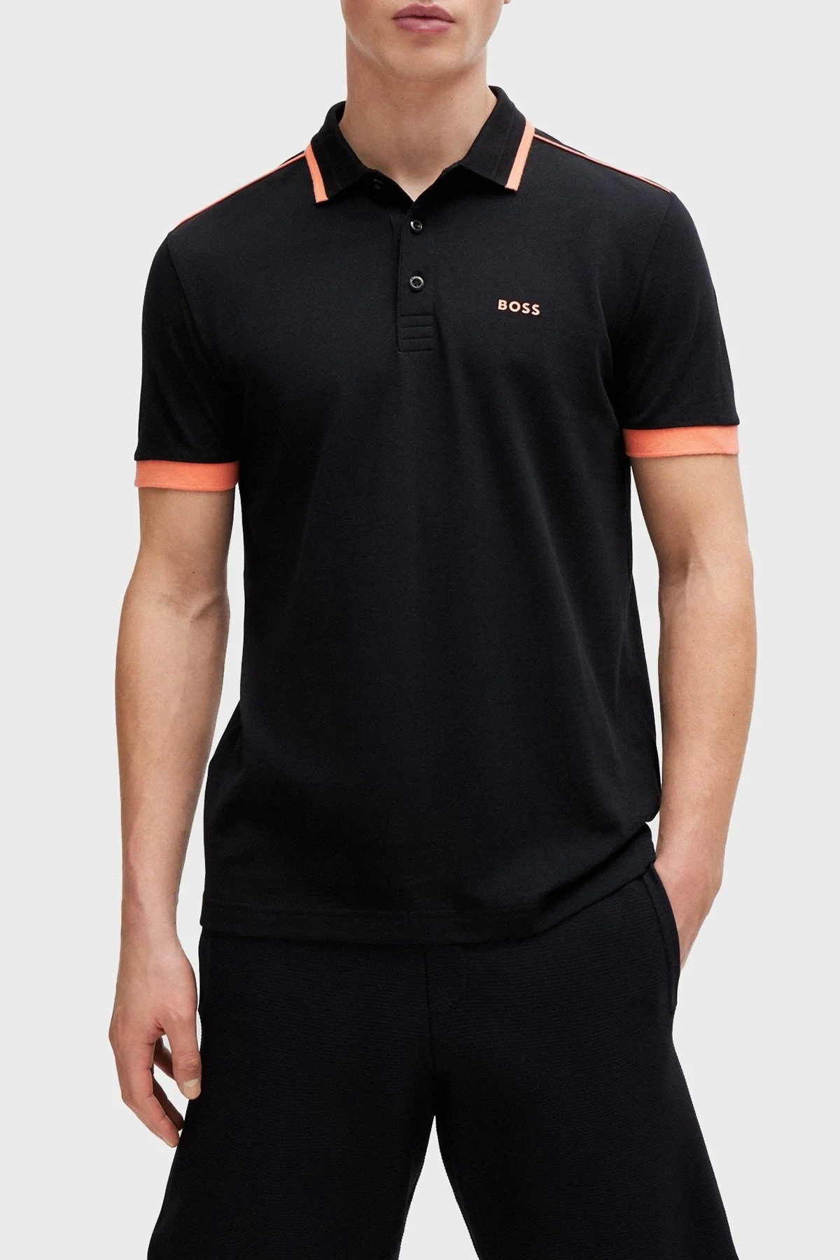 Boss Şeritli % 100 Pamuk Regular Fit Düğmeli Erkek Polo Yaka T Shirt 50512995 001 SİYAH - 1