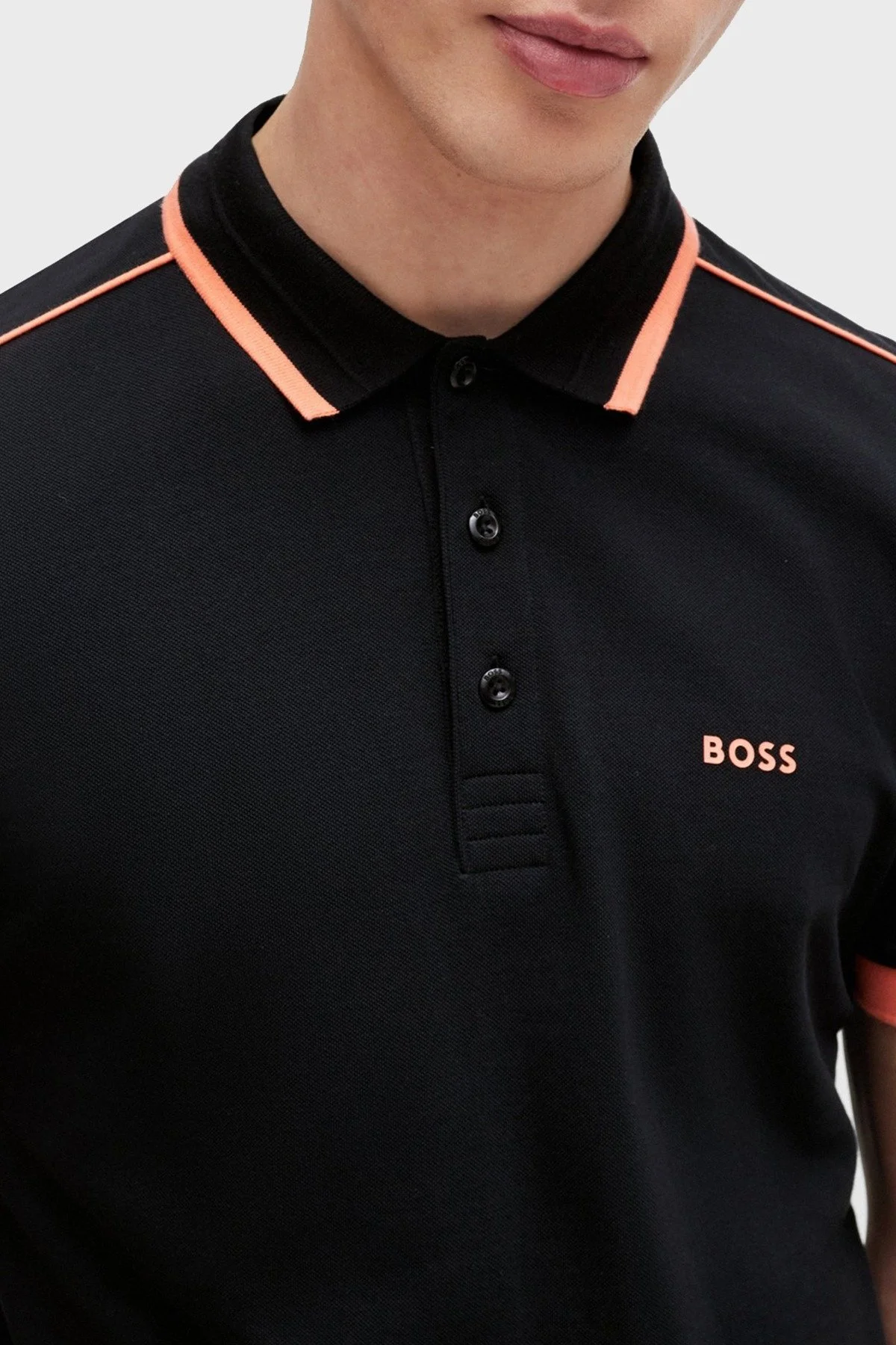 Boss Şeritli % 100 Pamuk Regular Fit Düğmeli Erkek Polo Yaka T Shirt 50512995 001 SİYAH - 4