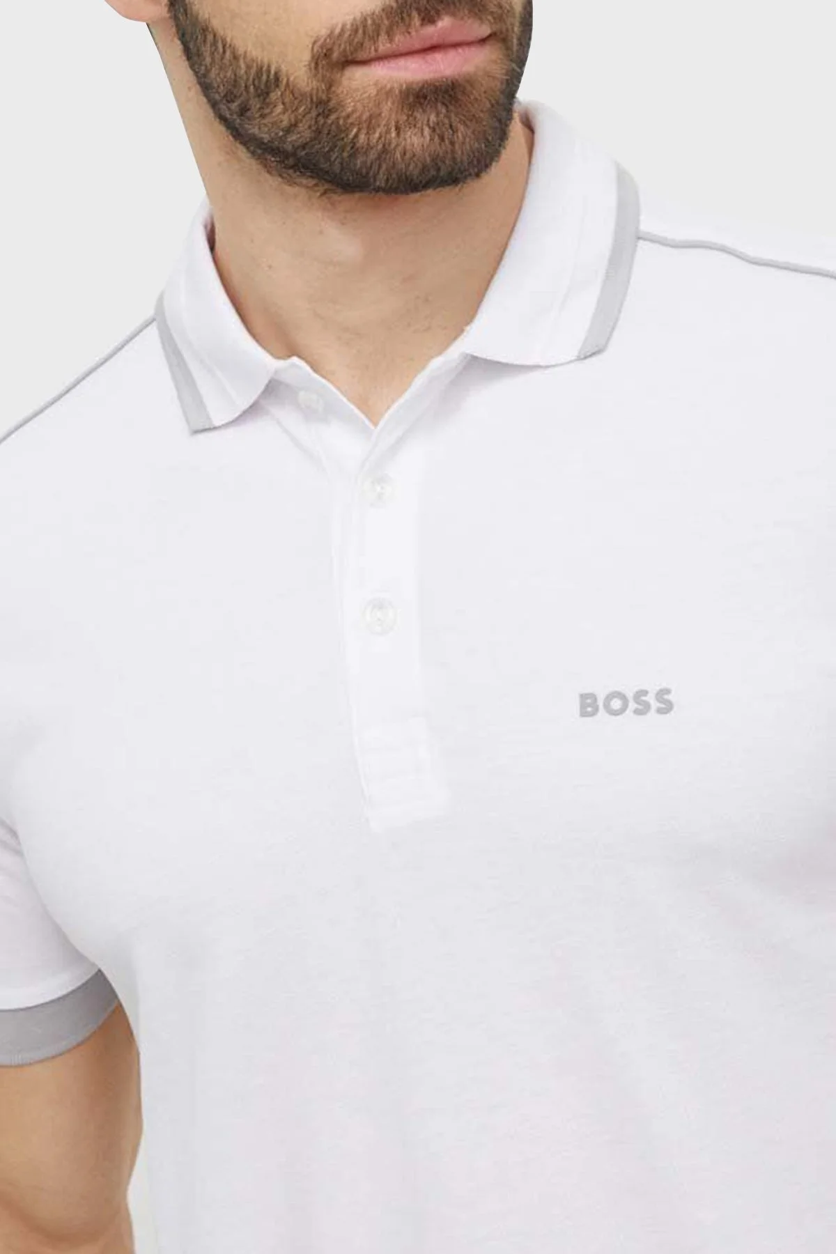 Boss Şeritli % 100 Pamuk Regular Fit Düğmeli Erkek Polo Yaka T Shirt 50512995 100 BEYAZ - 2