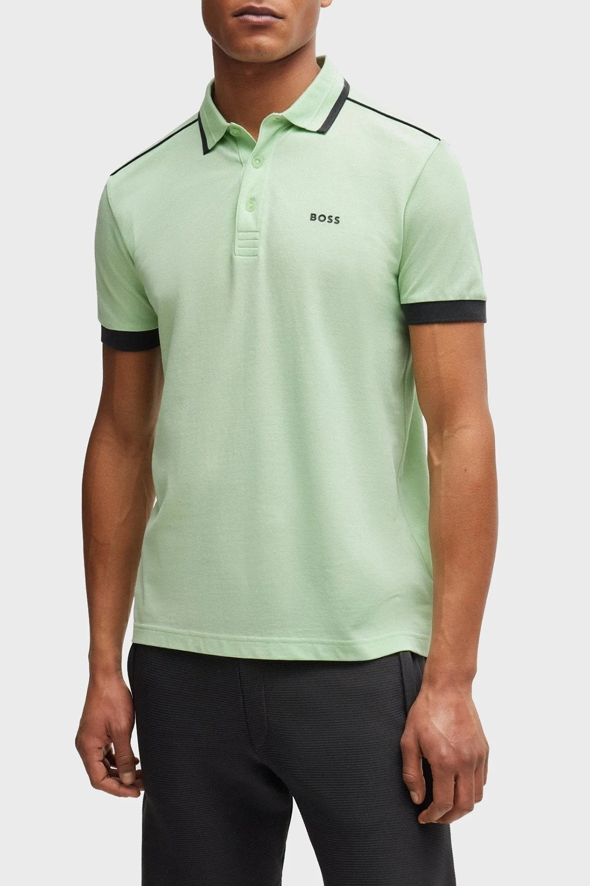 Boss Şeritli % 100 Pamuk Regular Fit Düğmeli Erkek Polo Yaka T Shirt 50512995 388 AÇIK YEŞİL - 6