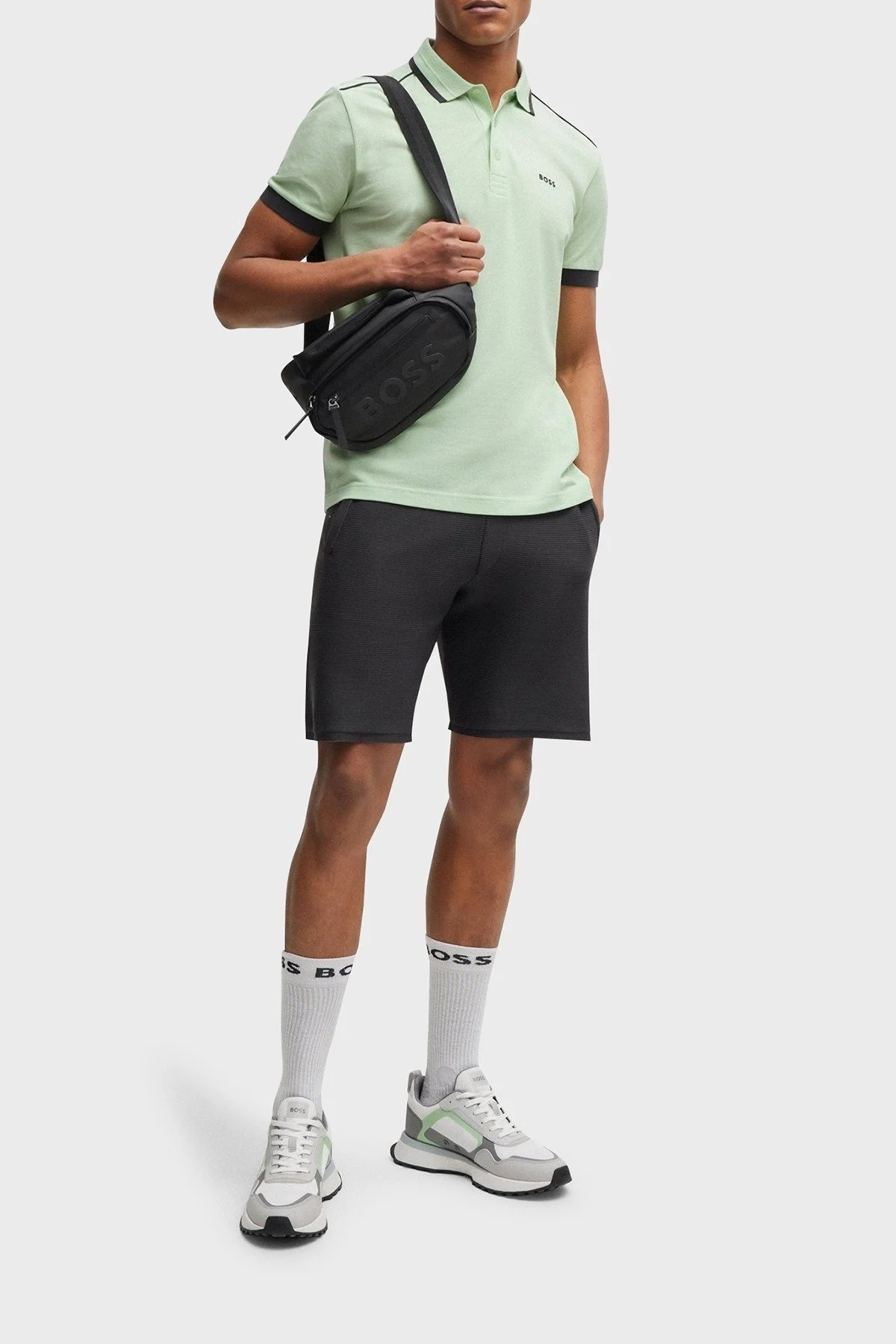 Boss Şeritli % 100 Pamuk Regular Fit Düğmeli Erkek Polo Yaka T Shirt 50512995 388 AÇIK YEŞİL - 7