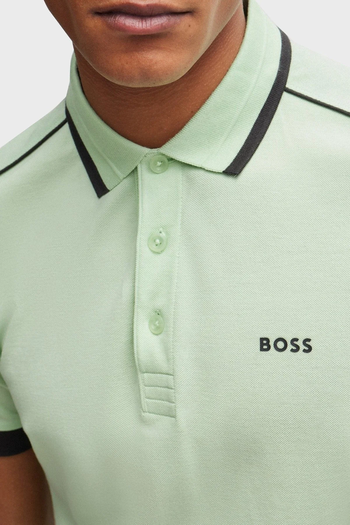 Boss Şeritli % 100 Pamuk Regular Fit Düğmeli Erkek Polo Yaka T Shirt 50512995 388 AÇIK YEŞİL - 9