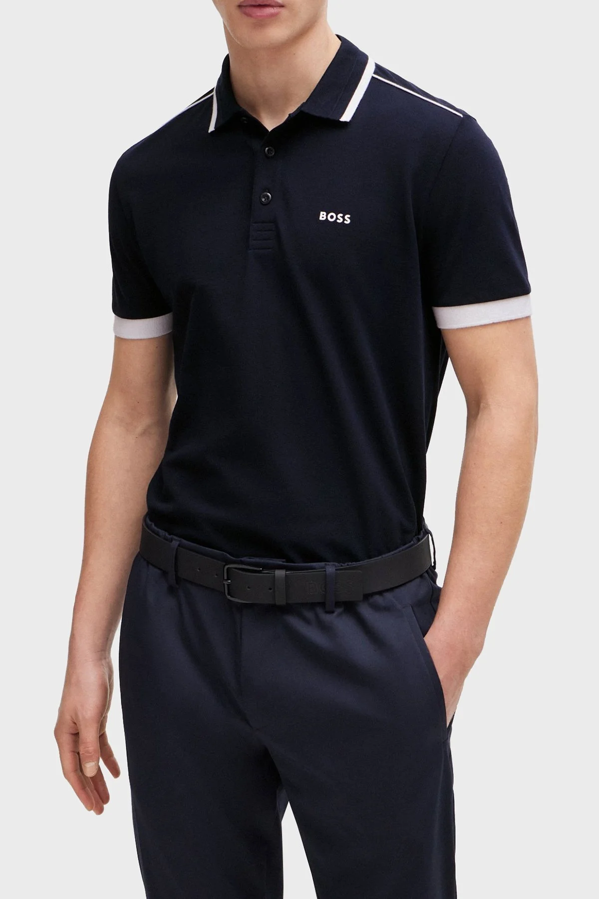 Boss Şeritli % 100 Pamuk Regular Fit Düğmeli Erkek Polo Yaka T Shirt 50512995 402 LACİVERT - 6