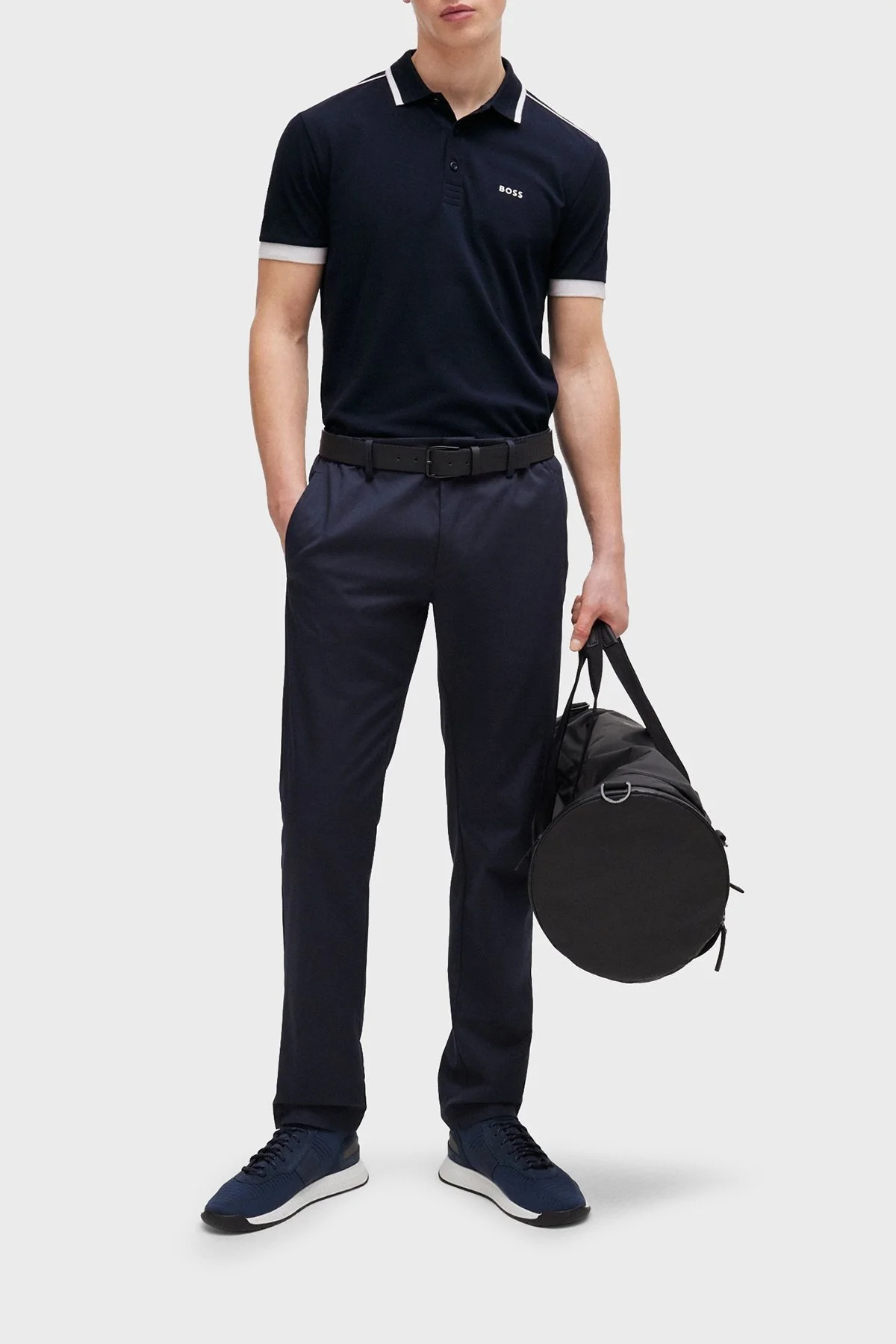 Boss Şeritli % 100 Pamuk Regular Fit Düğmeli Erkek Polo Yaka T Shirt 50512995 402 LACİVERT - 7