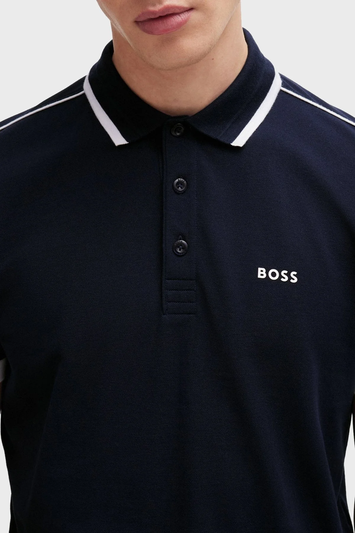 Boss Şeritli % 100 Pamuk Regular Fit Düğmeli Erkek Polo Yaka T Shirt 50512995 402 LACİVERT - 9