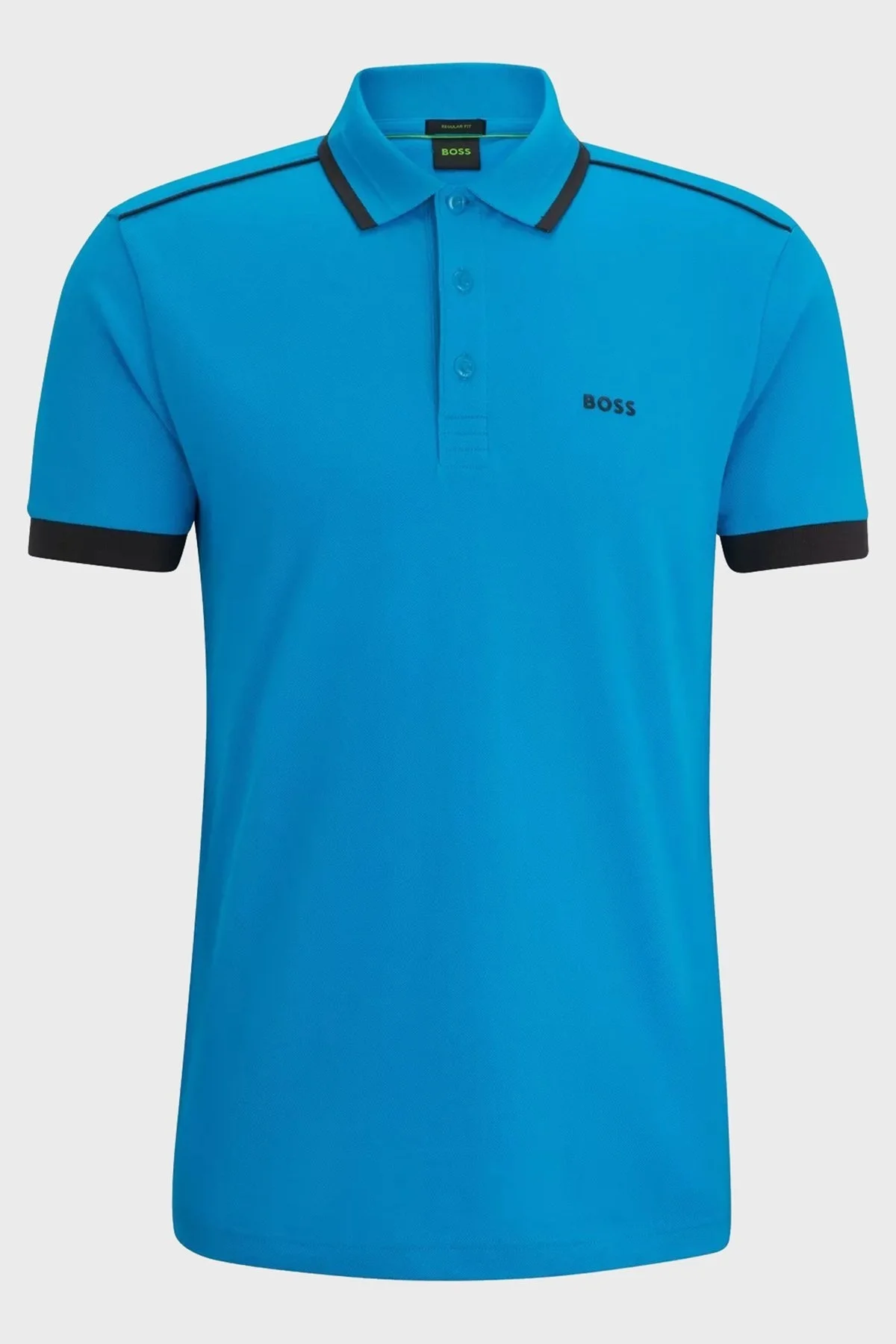 Boss Şeritli % 100 Pamuk Regular Fit Düğmeli Erkek Polo Yaka T Shirt 50512995 442 TURKUAZ - 5