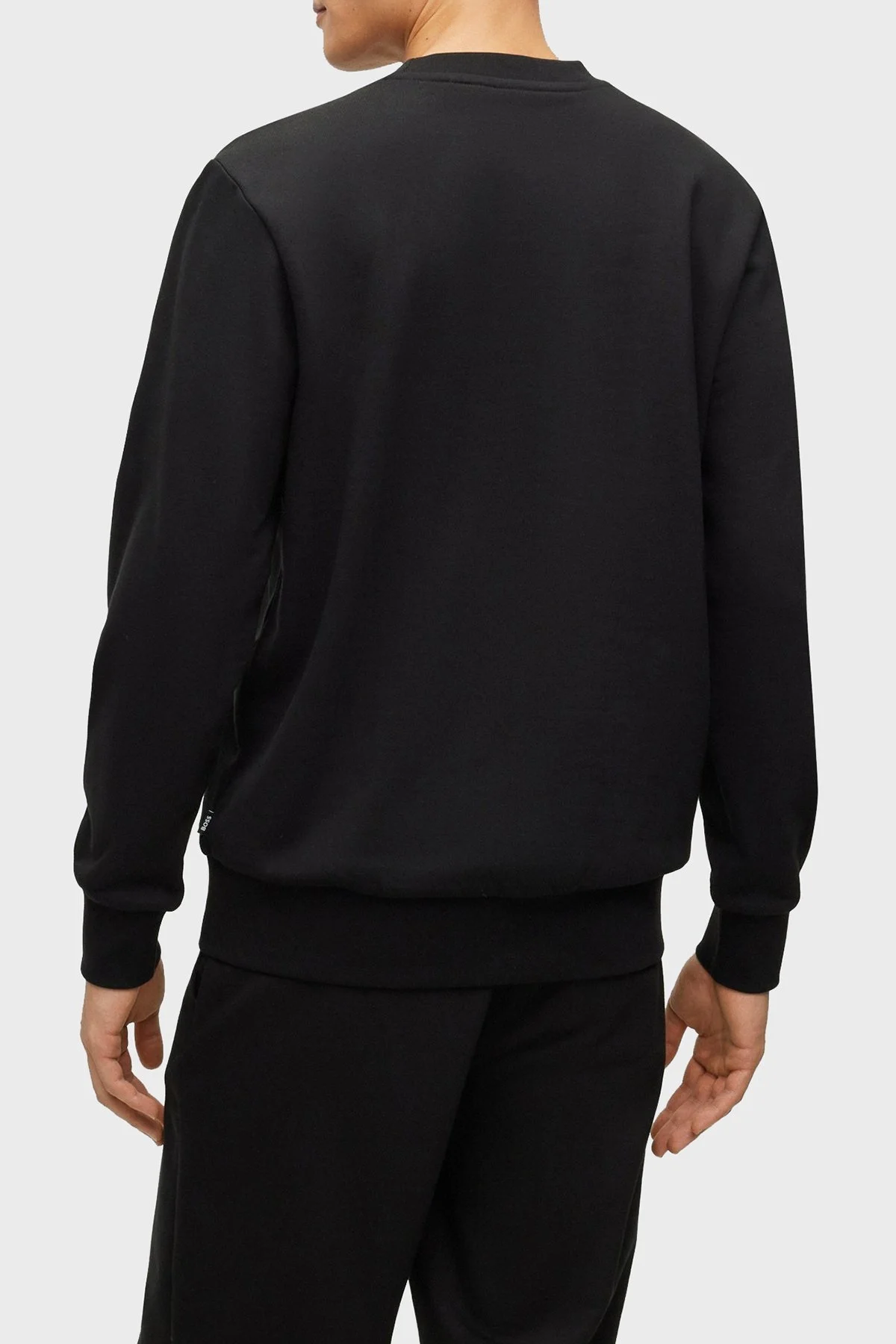 Boss Şeritli Organik Pamuklu Bisiklet Yaka Relaxed Fit Erkek Sweat 50501498 001 SİYAH - 4
