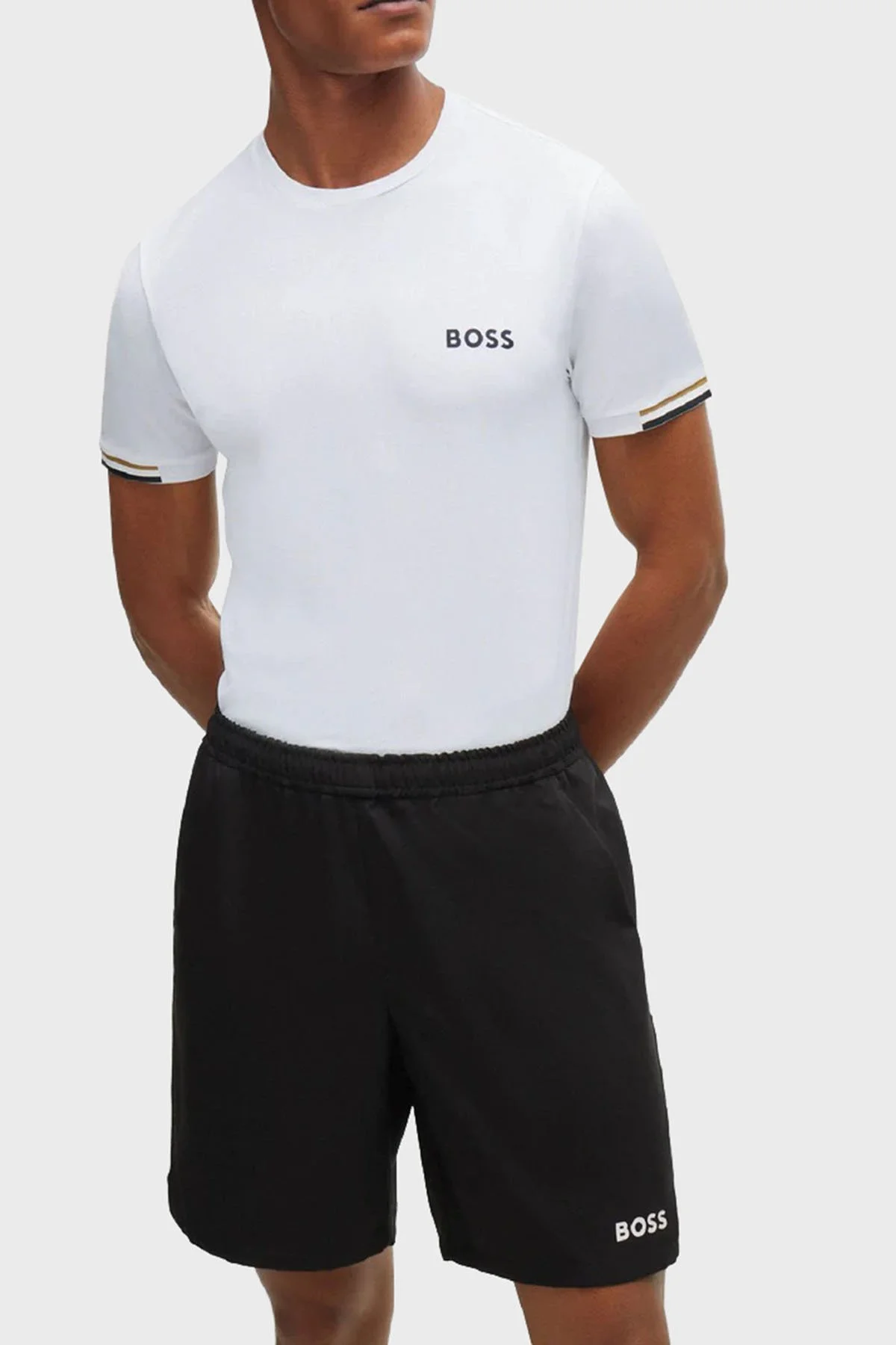 Boss Şeritli Regular Fit Bisiklet Yaka Erkek T Shirt 50506348 100 BEYAZ - 1