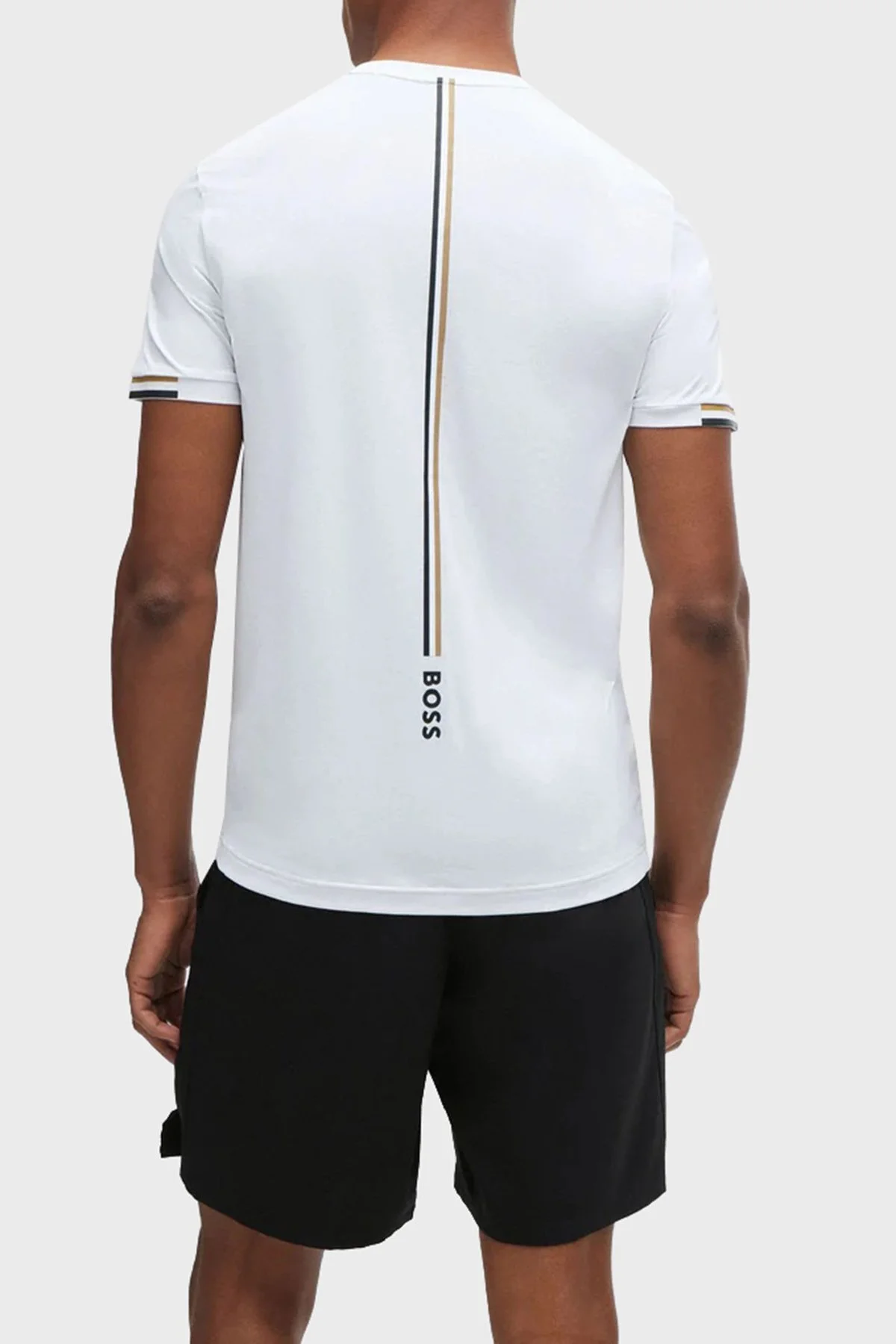 Boss Şeritli Regular Fit Bisiklet Yaka Erkek T Shirt 50506348 100 BEYAZ - 3