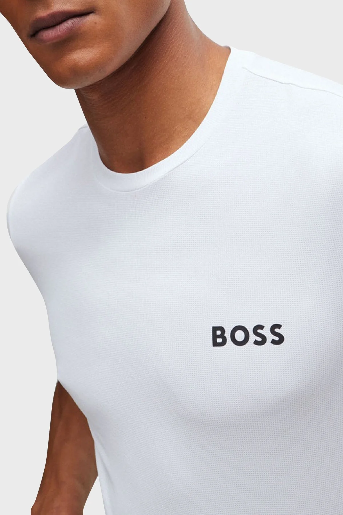 Boss Şeritli Regular Fit Bisiklet Yaka Erkek T Shirt 50506348 100 BEYAZ - 4
