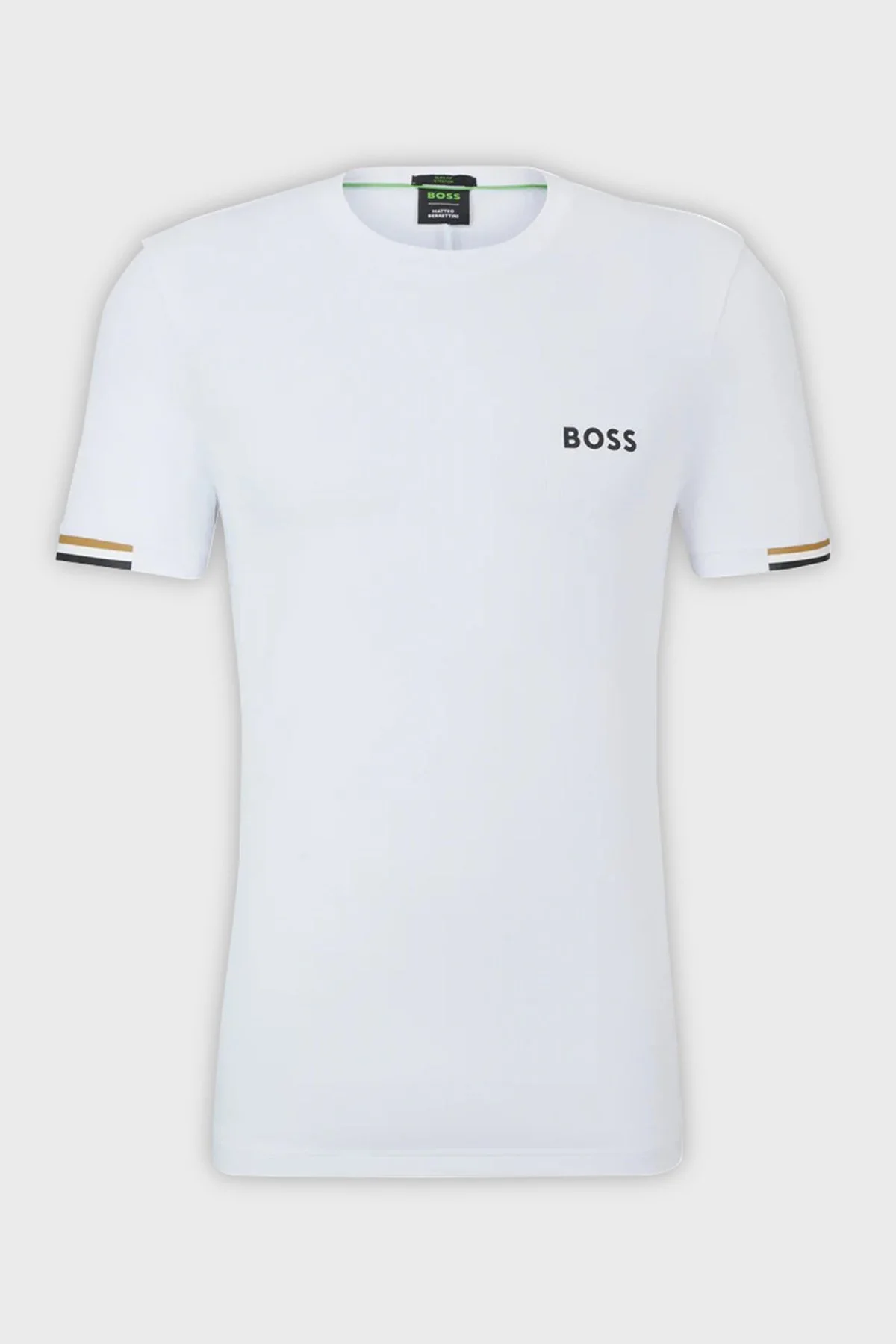 Boss Şeritli Regular Fit Bisiklet Yaka Erkek T Shirt 50506348 100 BEYAZ - 5