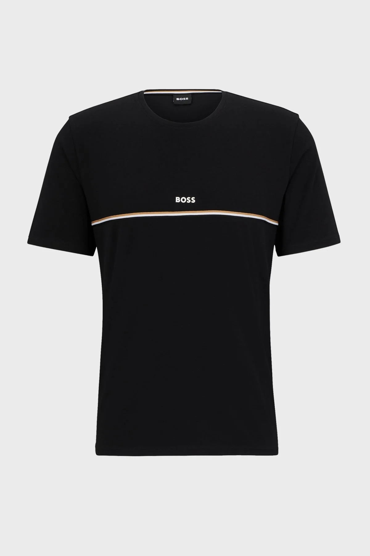 Boss Şeritli Streç Pamuklu Bisiklet Yaka Regular Fit Erkek T Shirt 50502864 001 SİYAH - 5