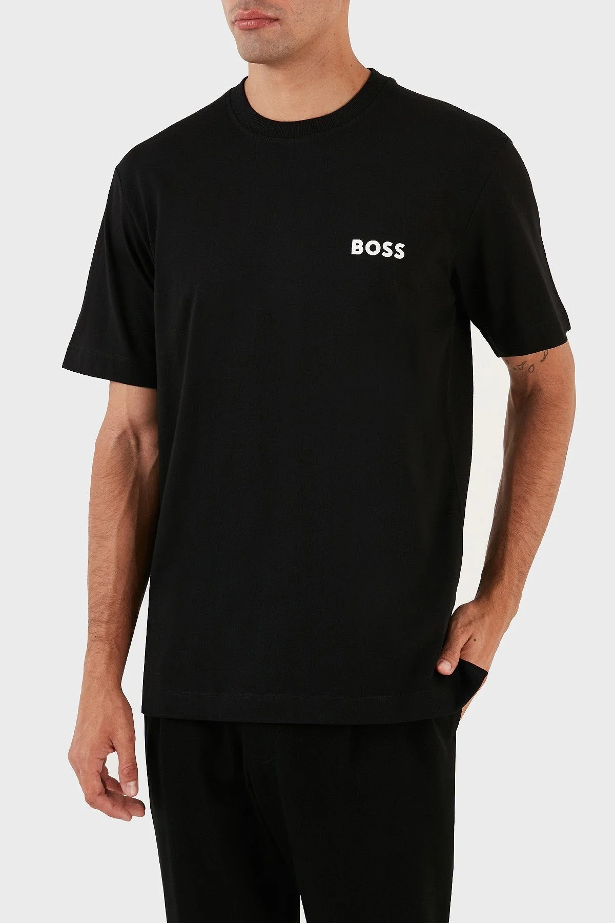 Boss Sırt Baskılı Bisiklet Yaka % 100 Pamuk Regular Fit Dokuma Erkek T Shirt 50494074 001 SİYAH - 3
