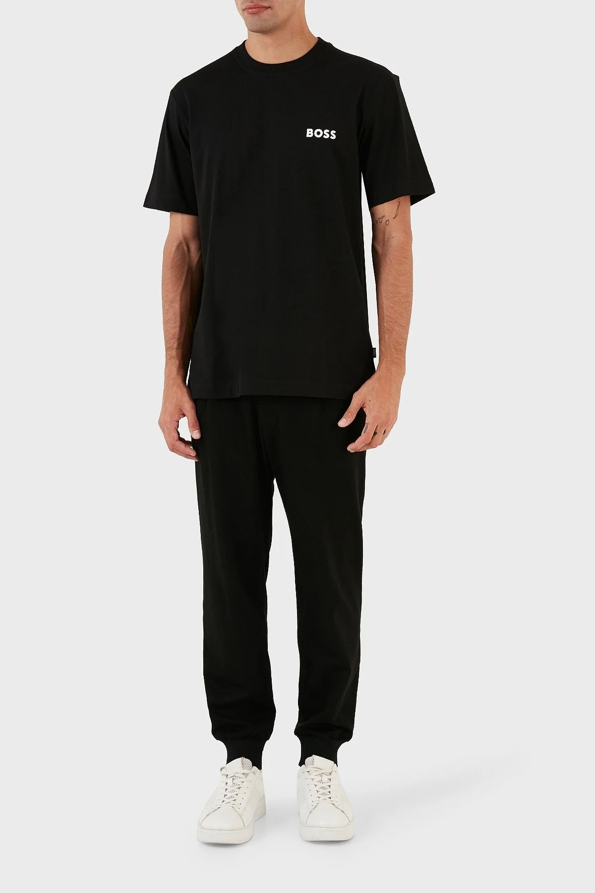 Boss Sırt Baskılı Bisiklet Yaka % 100 Pamuk Regular Fit Dokuma Erkek T Shirt 50494074 001 SİYAH - 4