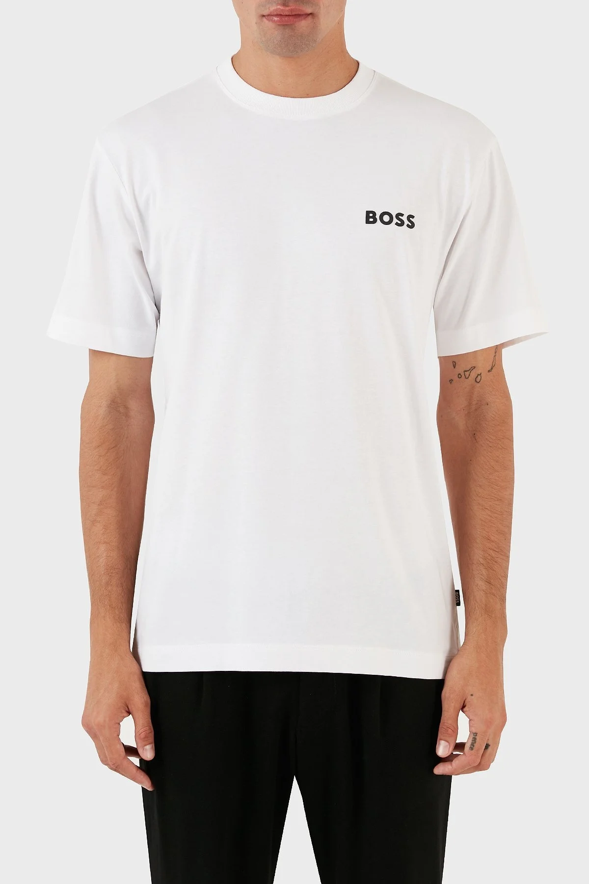 Boss Sırt Baskılı Bisiklet Yaka % 100 Pamuk Regular Fit Dokuma Erkek T Shirt 50494074 100 BEYAZ - 1