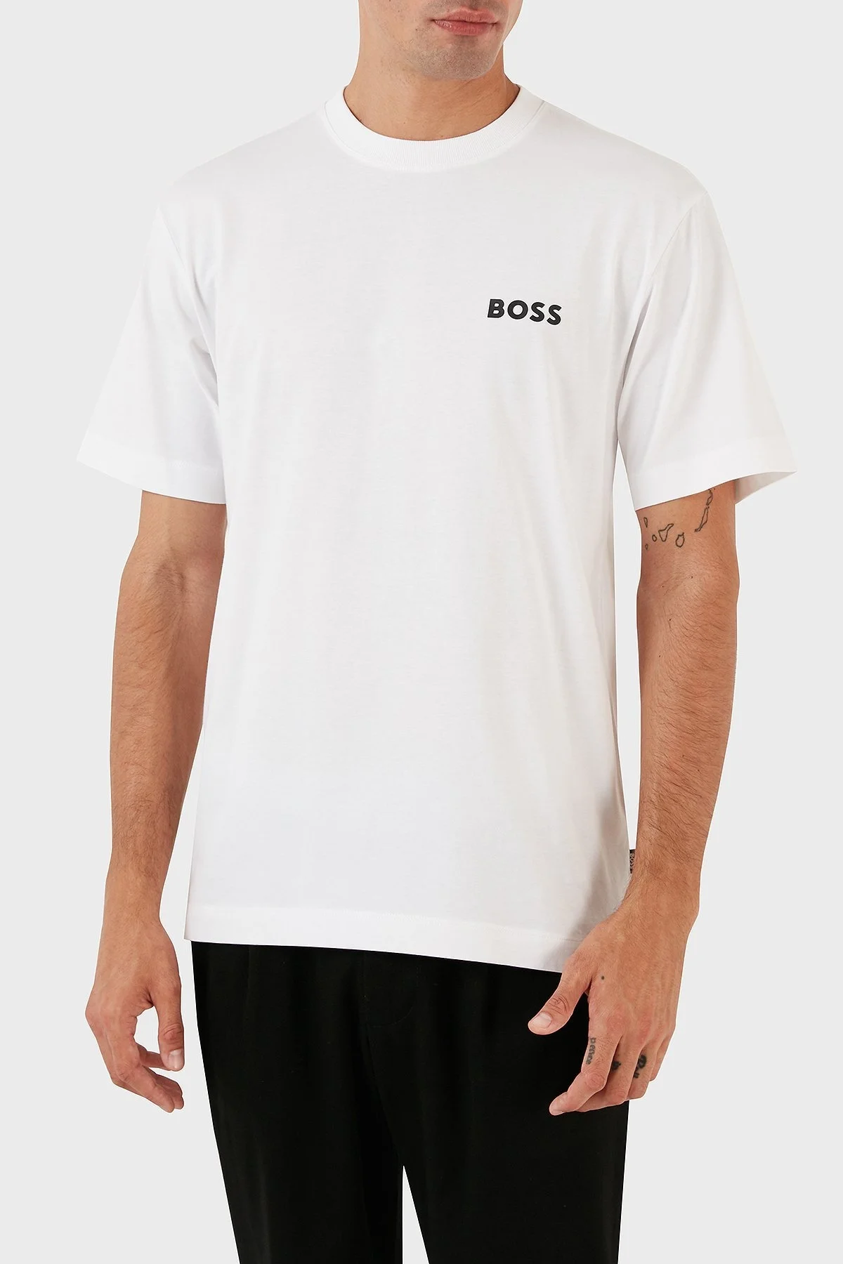 Boss Sırt Baskılı Bisiklet Yaka % 100 Pamuk Regular Fit Dokuma Erkek T Shirt 50494074 100 BEYAZ - 3