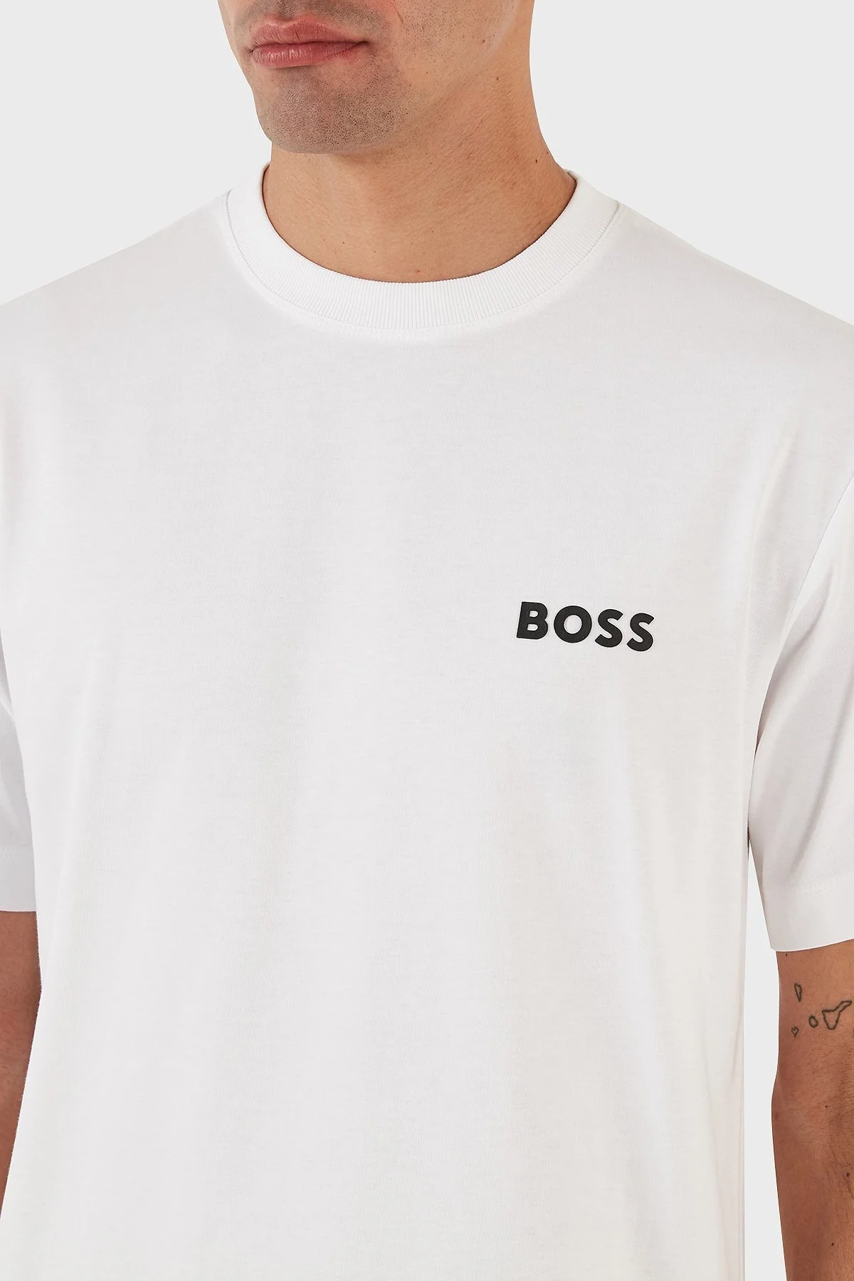 Boss Sırt Baskılı Bisiklet Yaka % 100 Pamuk Regular Fit Dokuma Erkek T Shirt 50494074 100 BEYAZ - 5