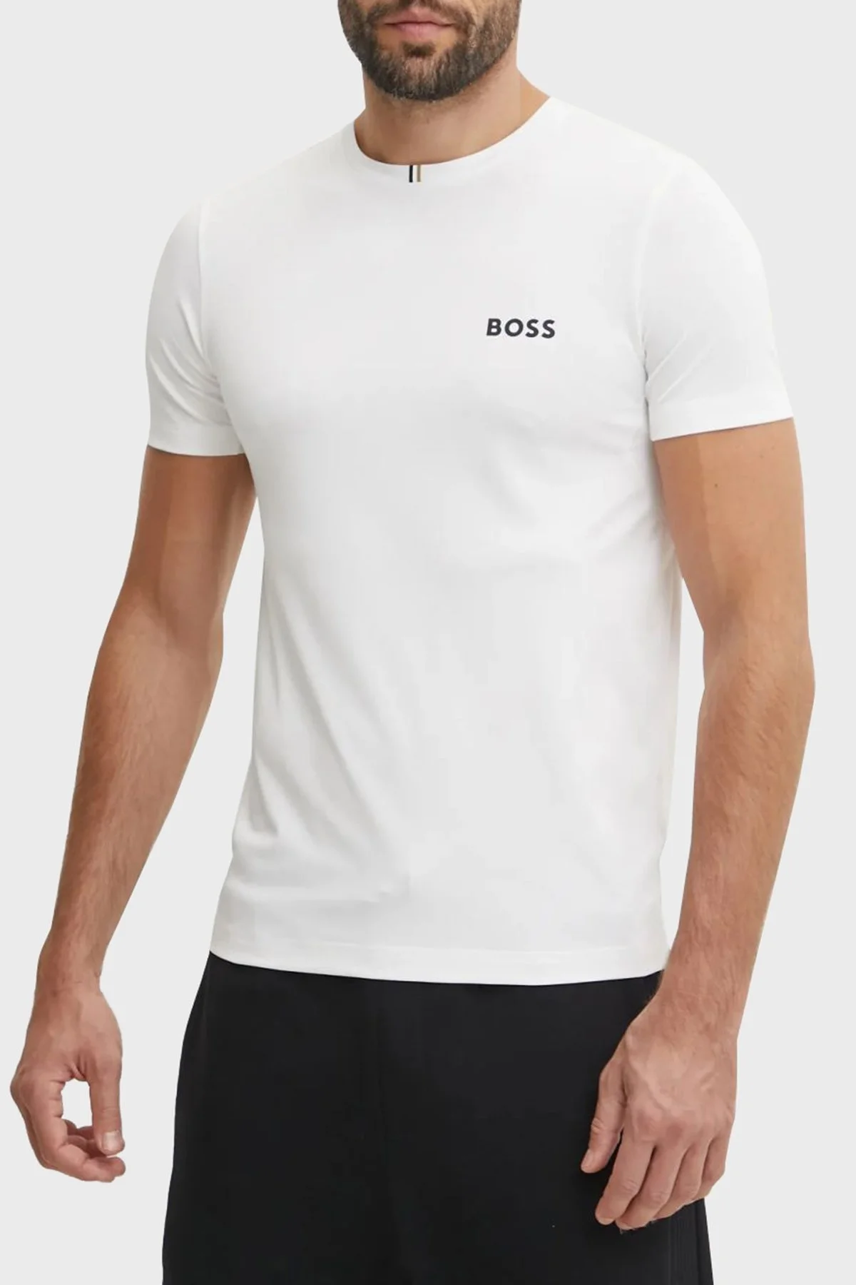 Boss Slim Fit Bisiklet Yaka Logolu Erkek T Shirt 50533794 100 BEYAZ - 1