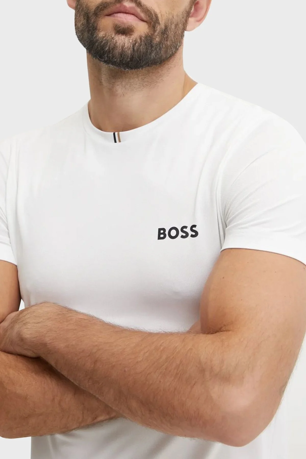 Boss Slim Fit Bisiklet Yaka Logolu Erkek T Shirt 50533794 100 BEYAZ - 4