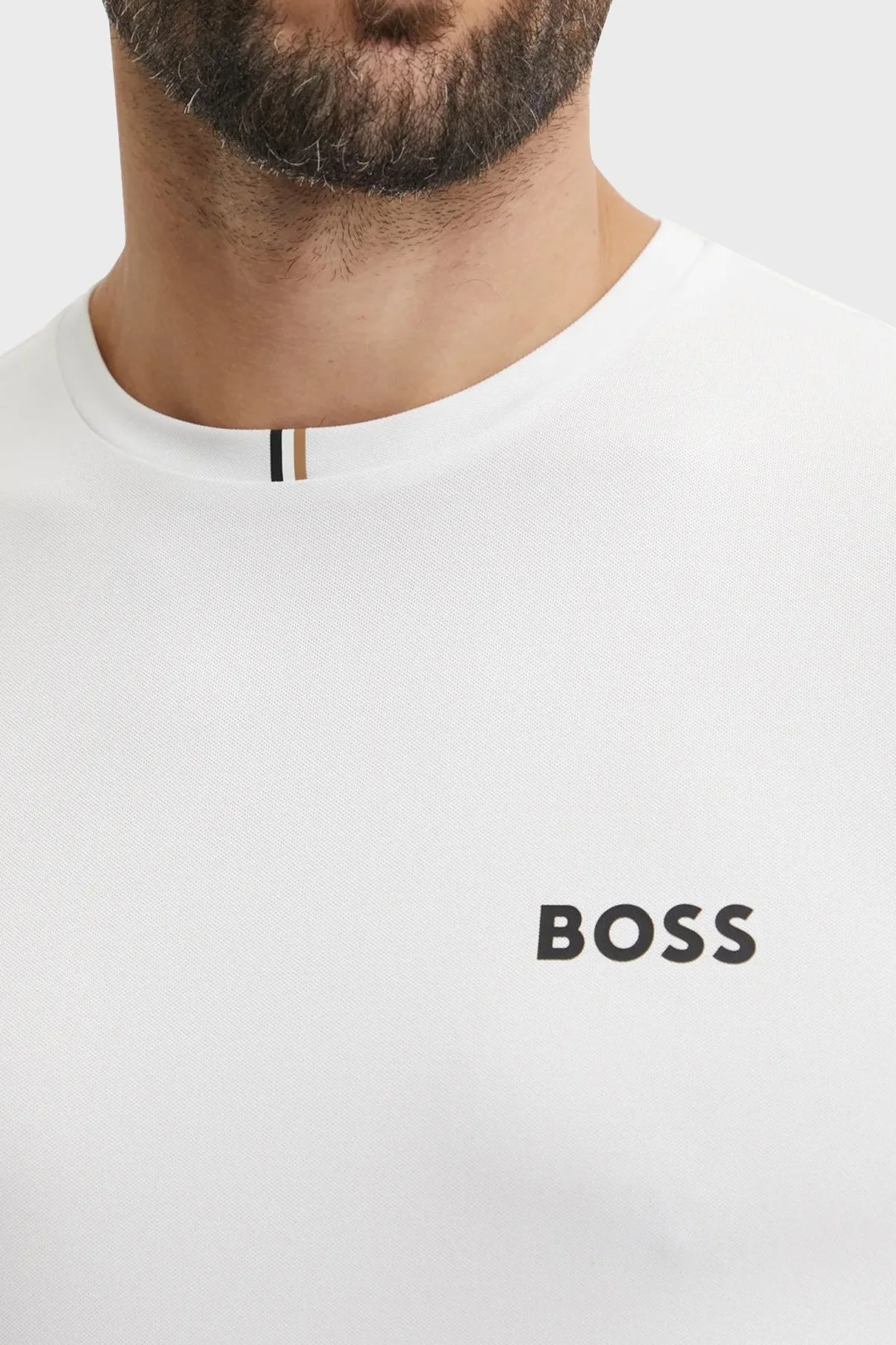 Boss Slim Fit Bisiklet Yaka Logolu Erkek T Shirt 50533794 100 BEYAZ - 5