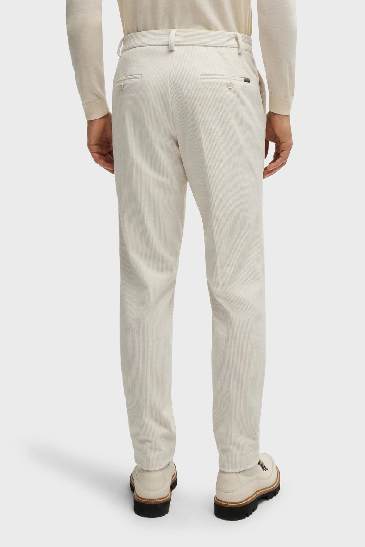 Boss Slim Fit Daralan Paça Esnek Kadife Erkek Pantolon 50530665 131 EKRU - 2