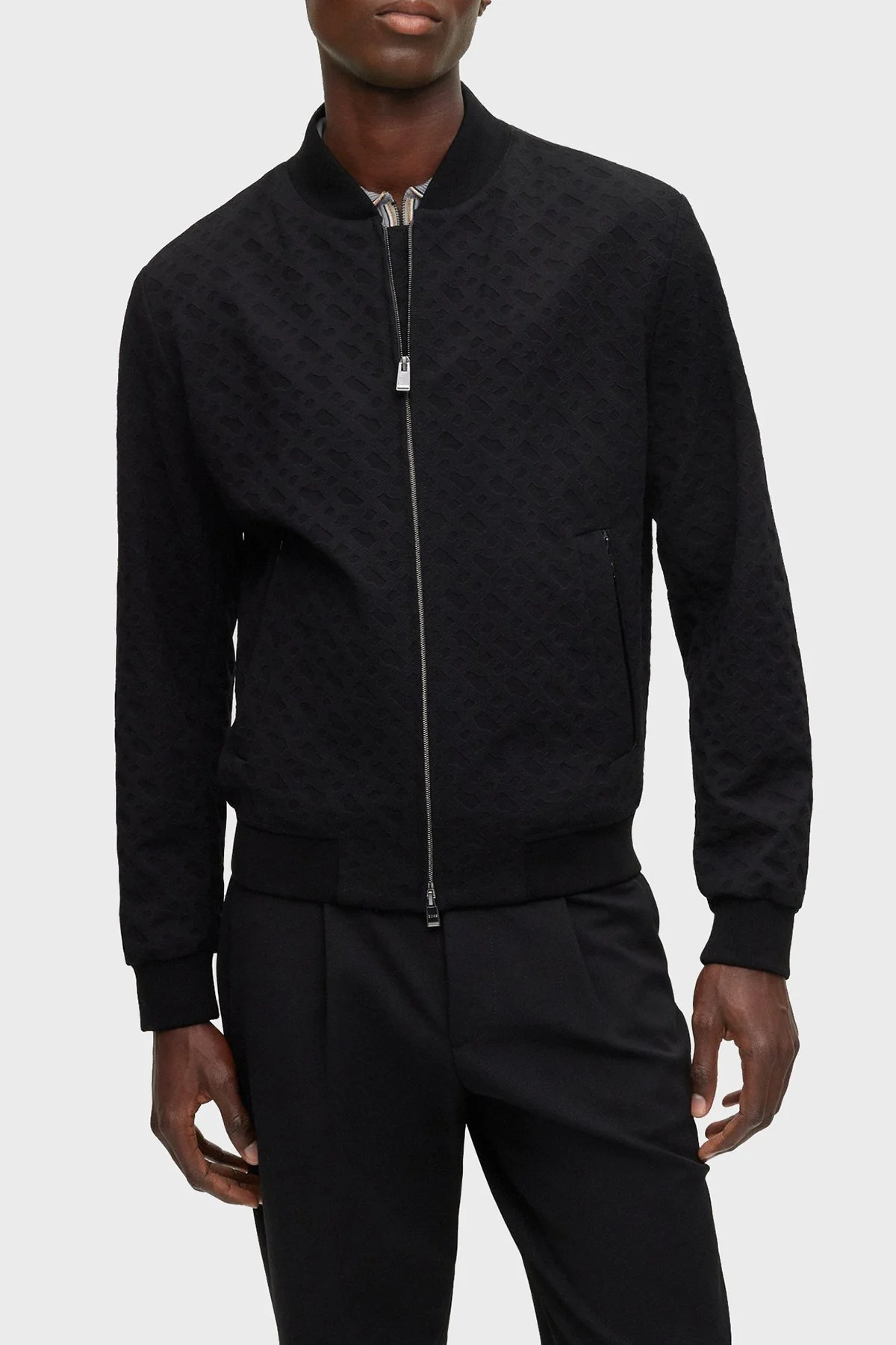 Boss Slim Fit Fermuarlı Spor Bomber Erkek Ceket 50497294 001 SİYAH - 1