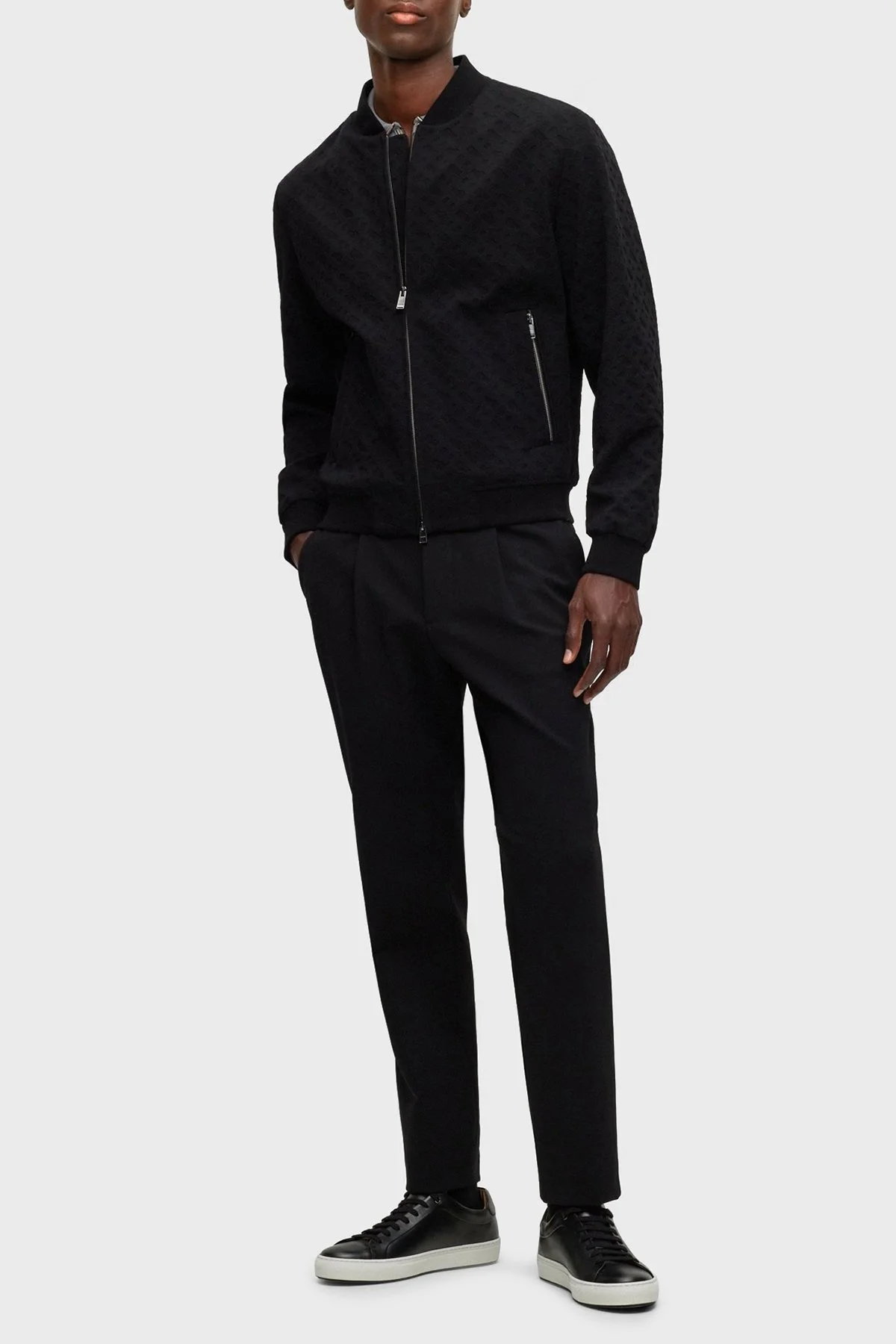 Boss Slim Fit Fermuarlı Spor Bomber Erkek Ceket 50497294 001 SİYAH - 4