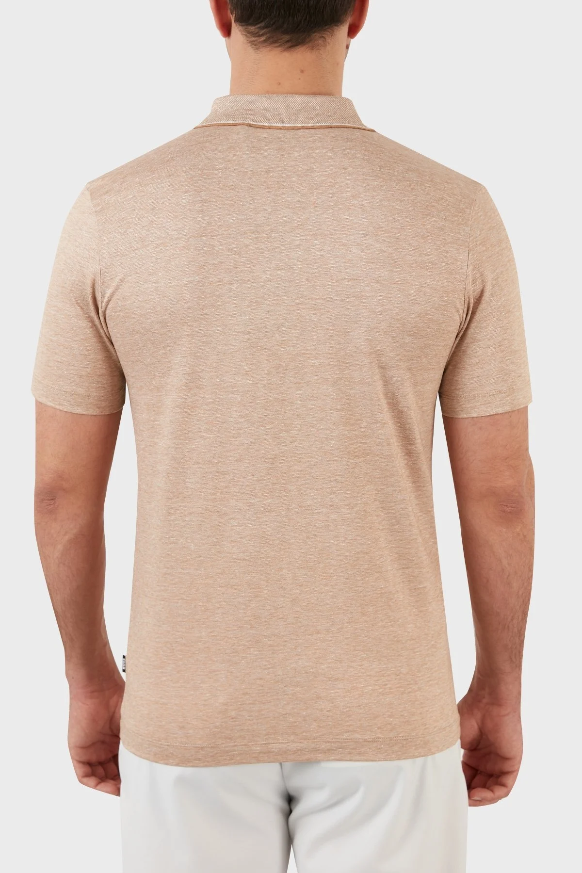 Boss Slim Fit Johnny Yaka Keten ve Pamuk Karışımlı T Shirt Erkek Polo 50467109 260 BEJ - 2