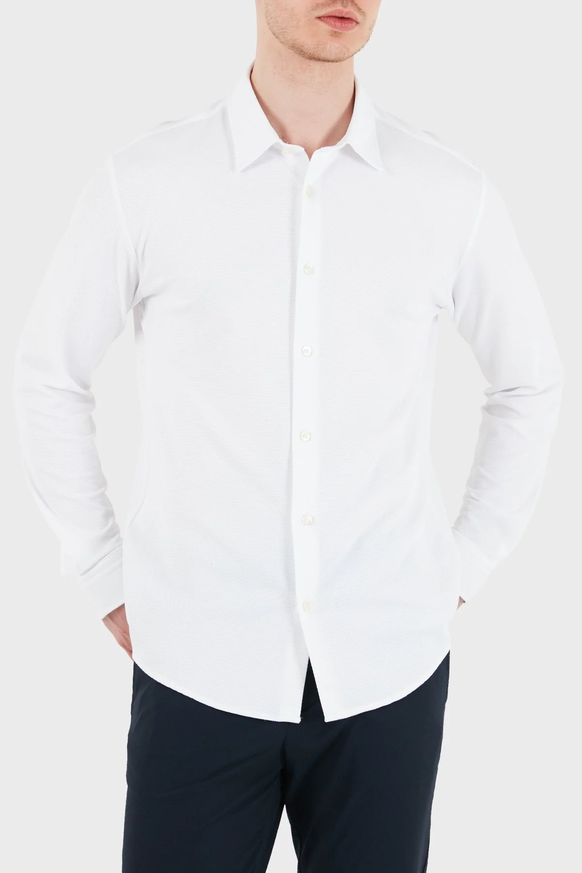Boss Slim Fit Klasik Yaka Uzun Kollu Erkek Gömlek 50556948 100 BEYAZ - 1