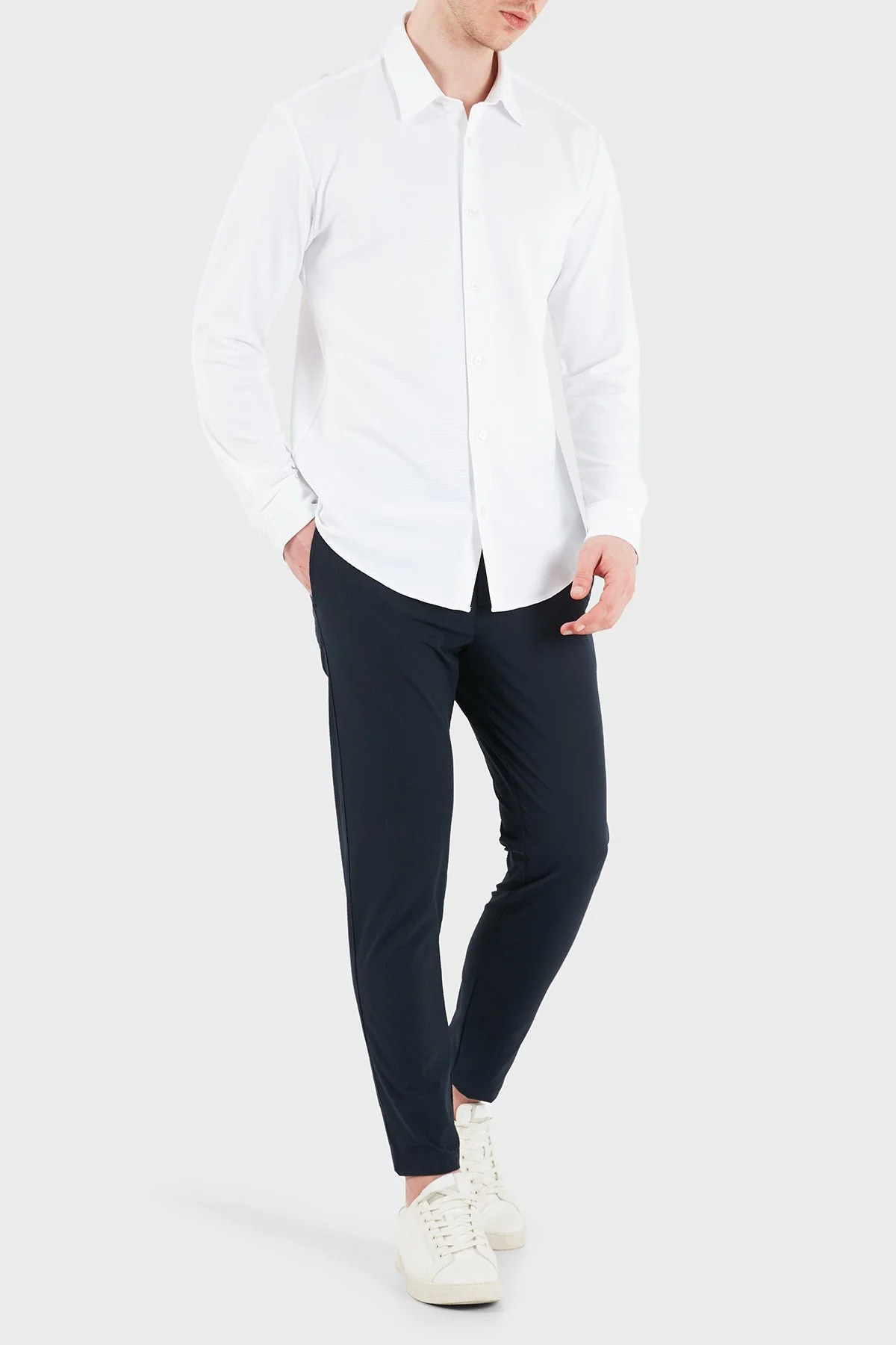 Boss Slim Fit Klasik Yaka Uzun Kollu Erkek Gömlek 50556948 100 BEYAZ - 2