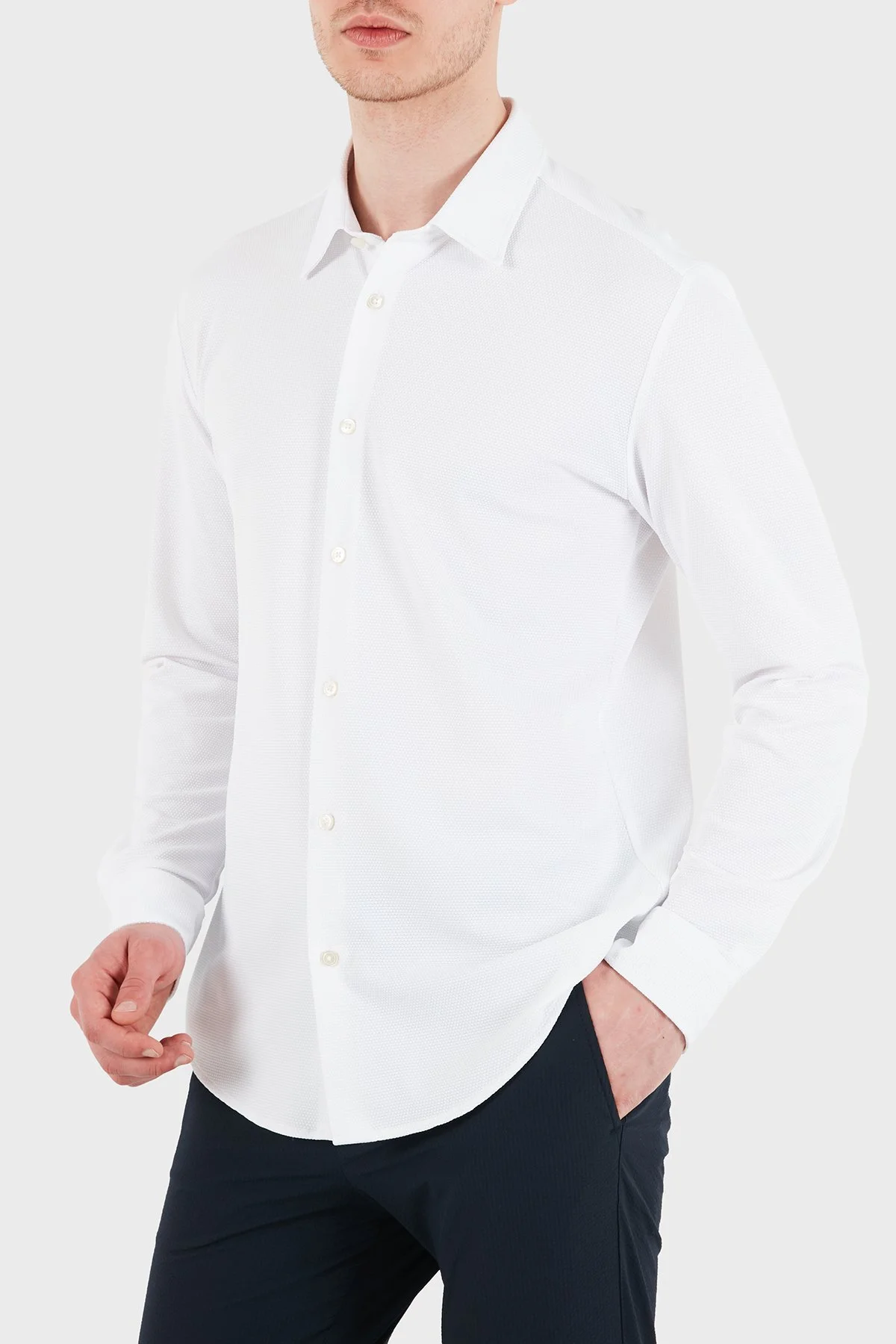 Boss Slim Fit Klasik Yaka Uzun Kollu Erkek Gömlek 50556948 100 BEYAZ - 5