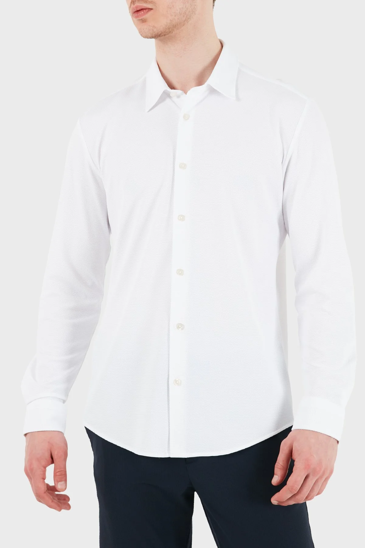 Boss Slim Fit Klasik Yaka Uzun Kollu Erkek Gömlek 50556948 100 BEYAZ - 4