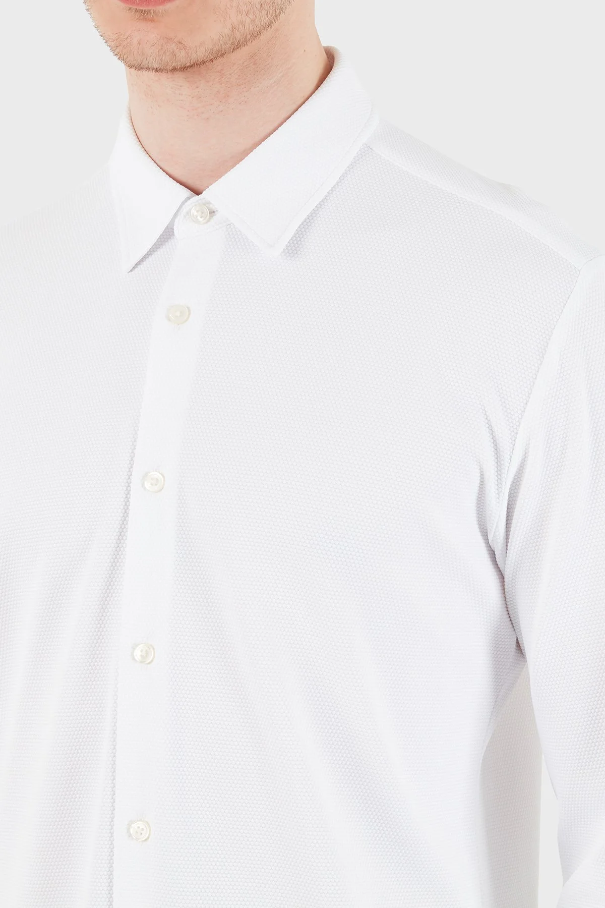 Boss Slim Fit Klasik Yaka Uzun Kollu Erkek Gömlek 50556948 100 BEYAZ - 6