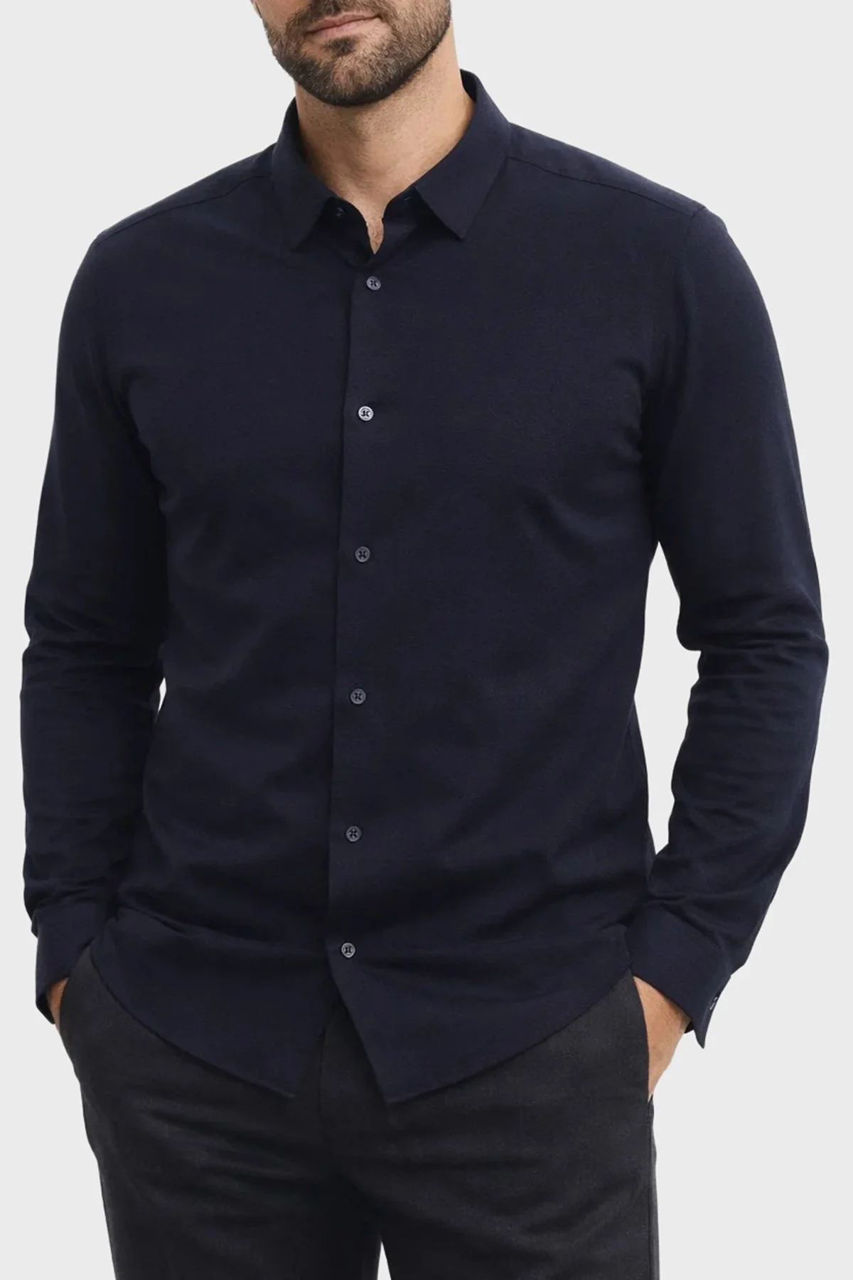 Boss Slim Fit Klasik Yaka Uzun Kollu Erkek Gömlek 50556948 404 LACİVERT - 1