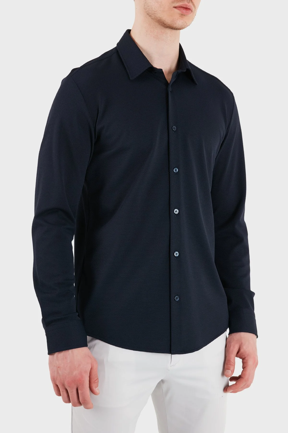 Boss Slim Fit Klasik Yaka Uzun Kollu Erkek Gömlek 50556948 404 LACİVERT - 4
