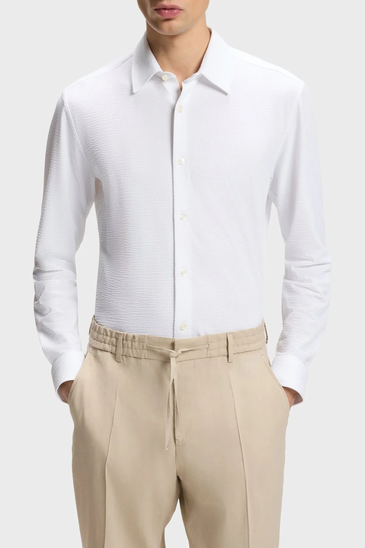 Boss Slim Fit Klasik Yaka Uzun Kollu Erkek Gömlek 50560706 100 BEYAZ - 1